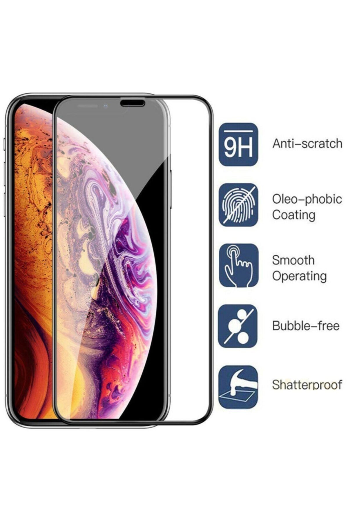 Telefon Aksesuarları Iphone Xr Geniş Kavisli Tam Kaplayan 5d 6d Kırılmaz Cam ( Siyah )