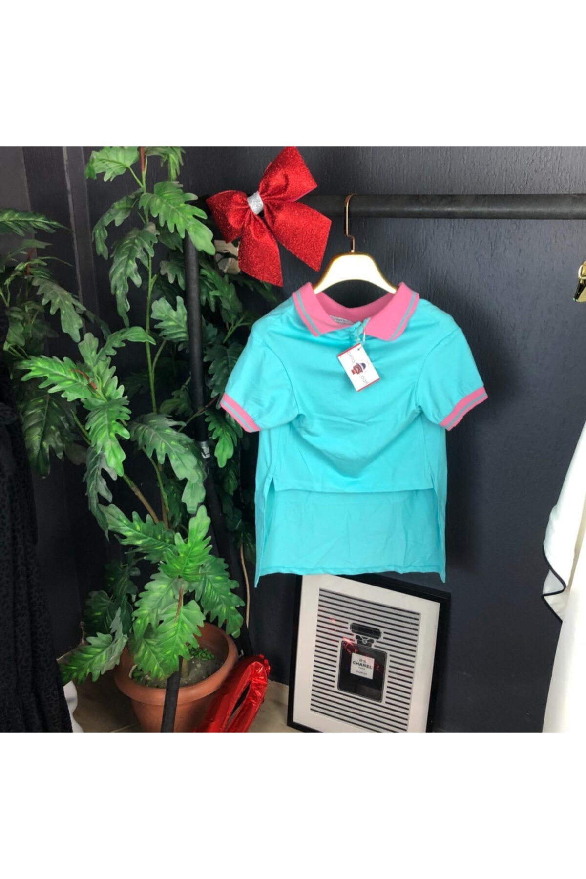 Serbella (büyük Irk) Mavi Üzeri Pembe Polo Yaka