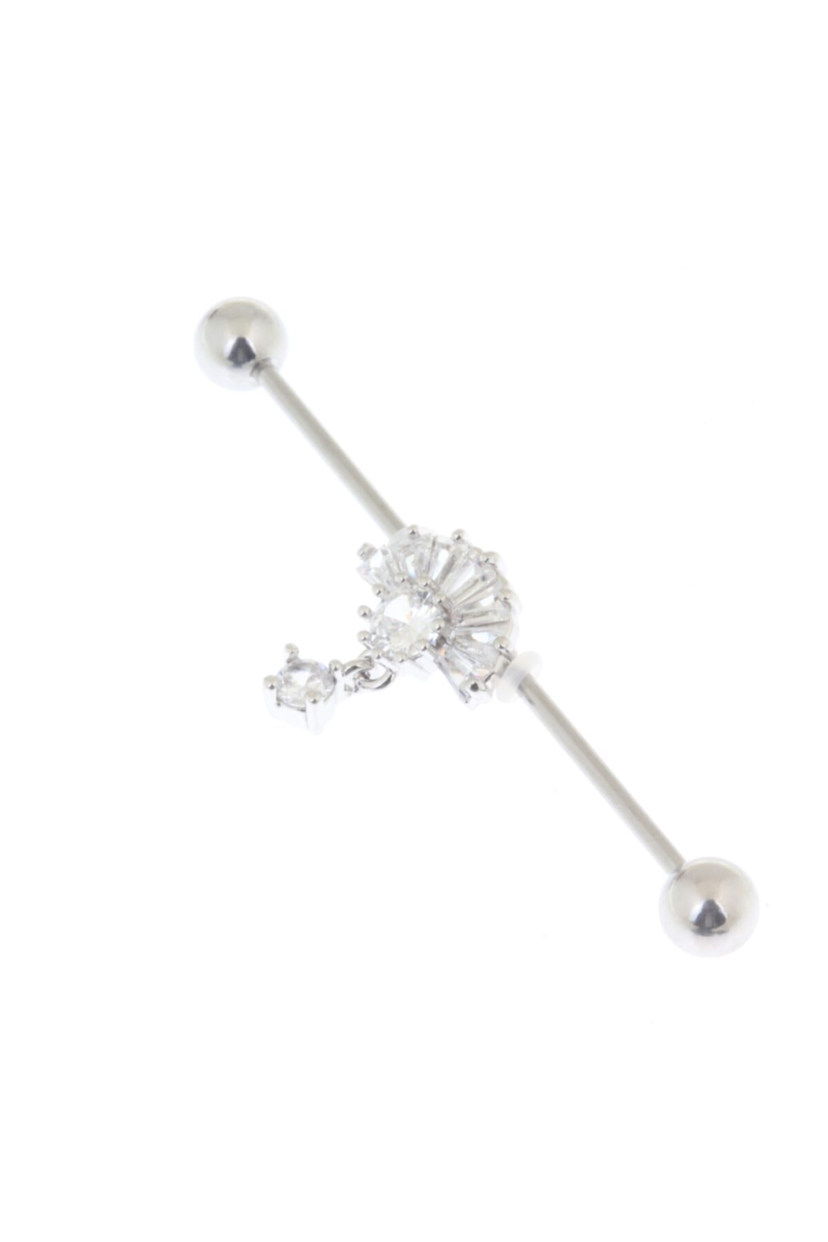 depozoom Cerrahi Çelik Zirkon Taşlı Köprü Piercing 40mm