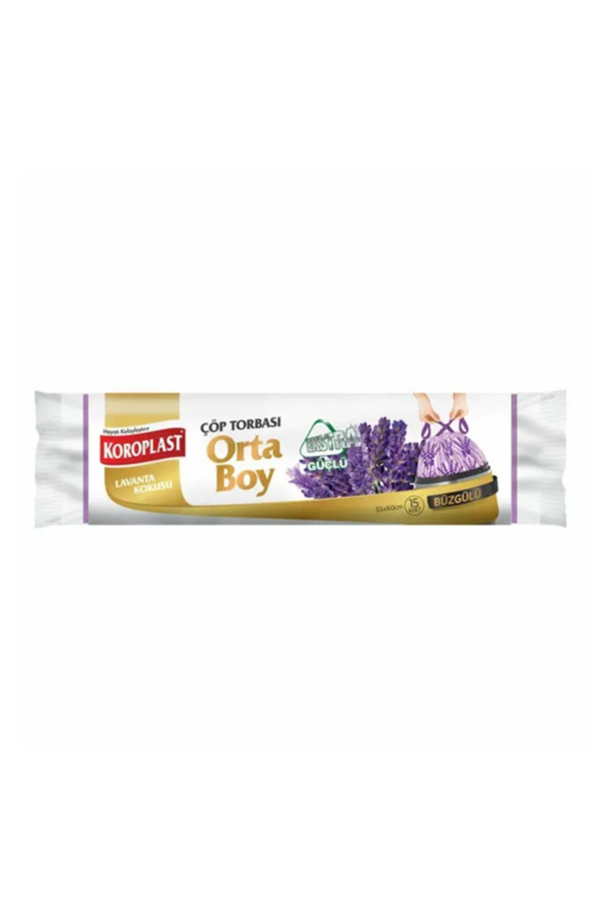 Koroplast Büzgülü Çöp Torbası Orta Boy 15'li Paket-25'li (lavanta)