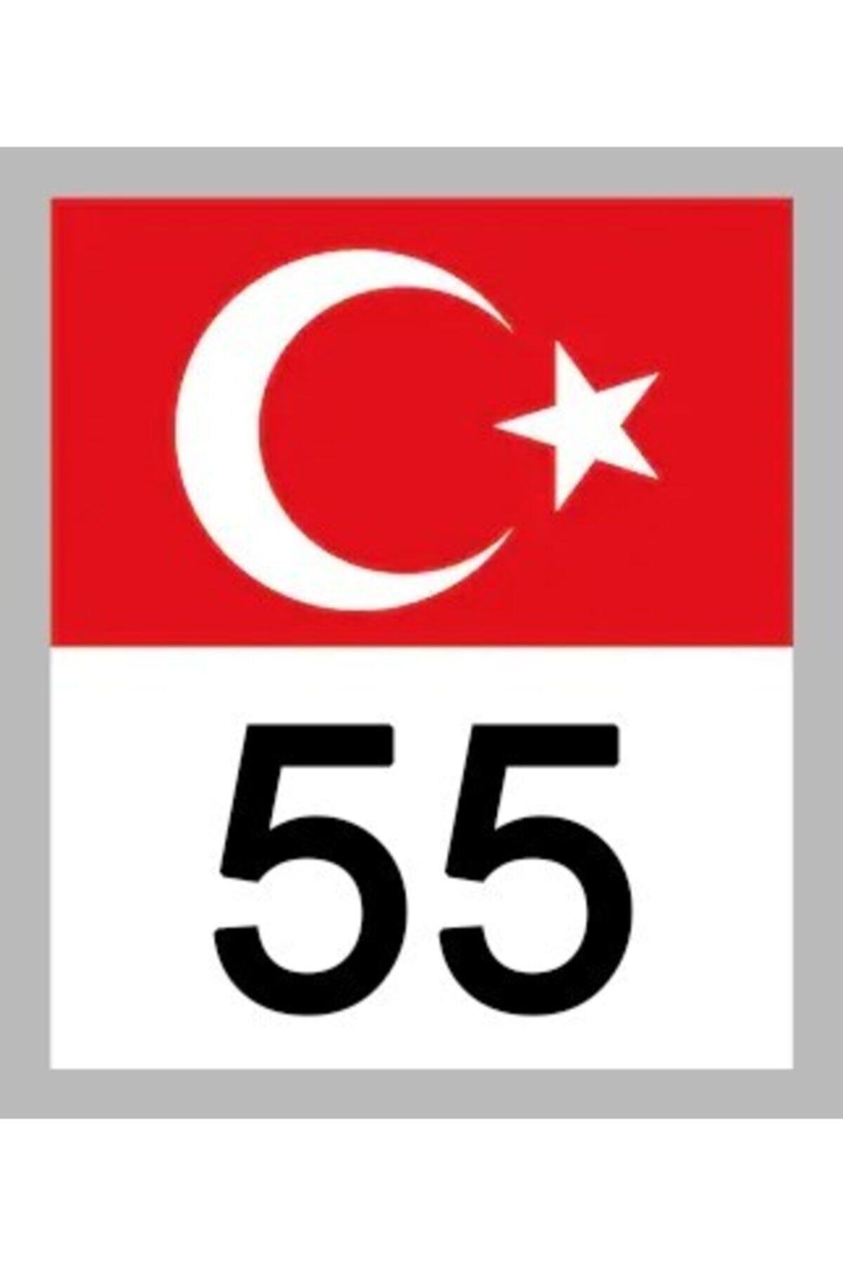 Apex 55 Samsun Türk Bayrağı Ve Plaka Kodu Ön Cam Sticker Yapıştırma