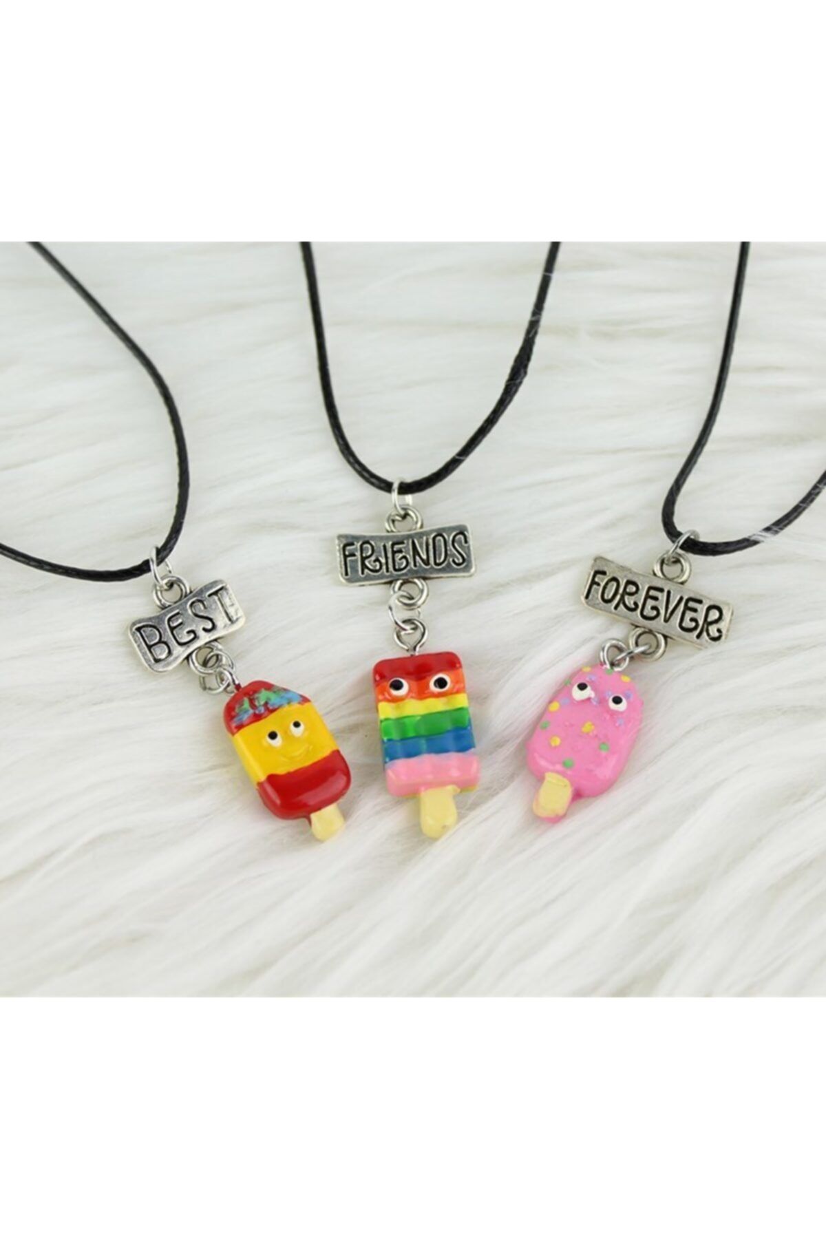 ema Unisex Renkli Dondurmalar Bff Üçlü Kolye Seti