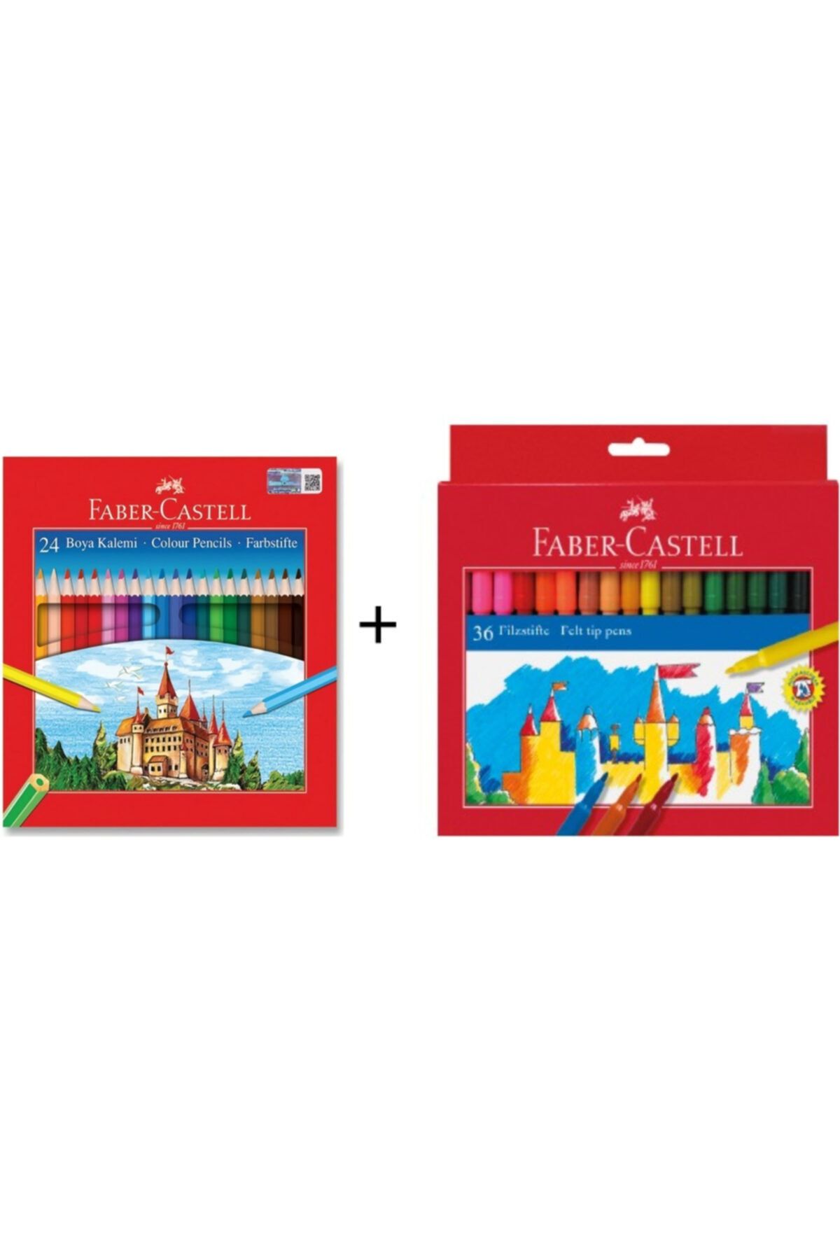 Faber Castell 24 Lü Kuru Boya + Unicolor 36 Renk Keçeli Kalem