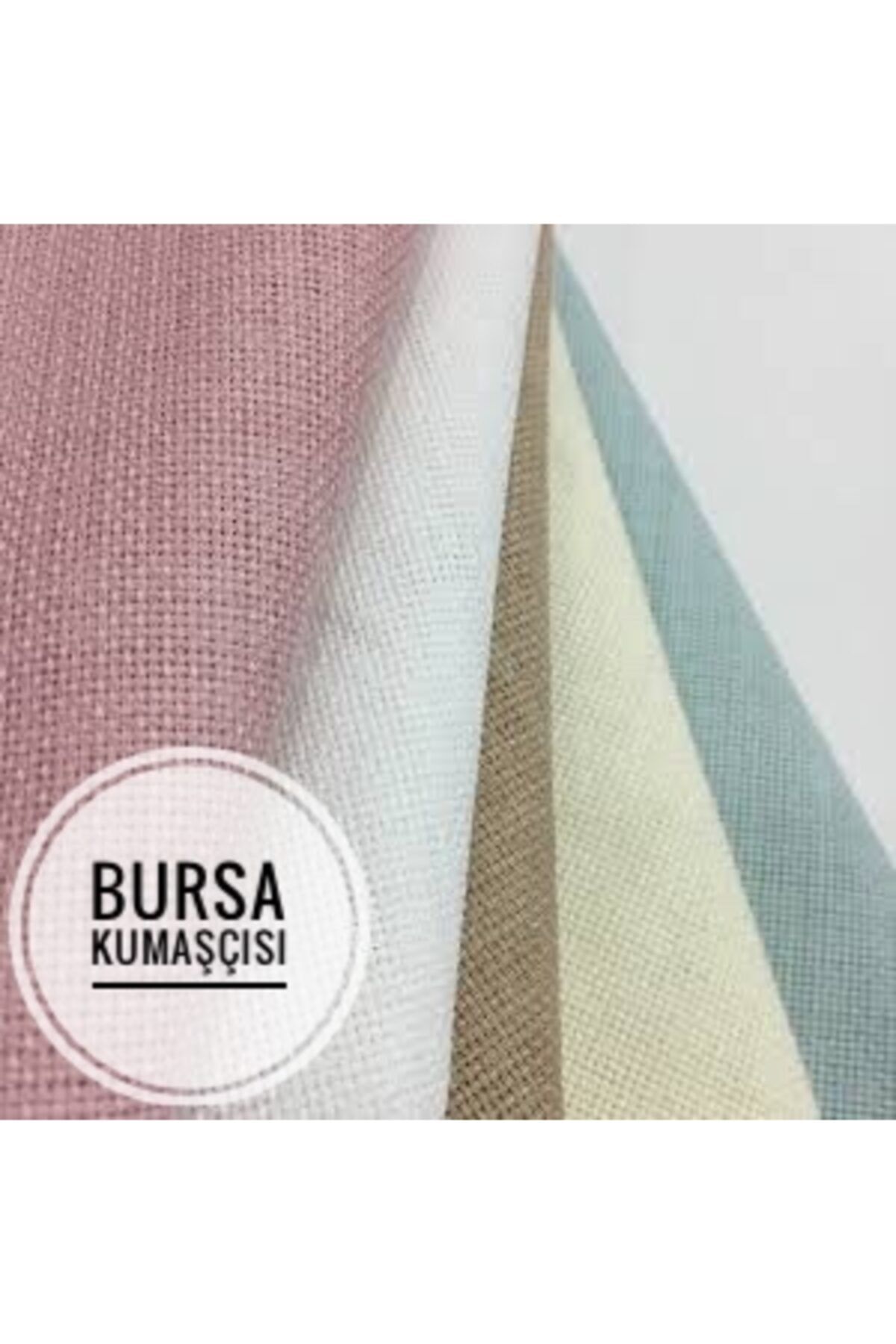 Bursa Kumaşçısı Linen Keten Kumaş Kaneviçe Işleme Açık Krem