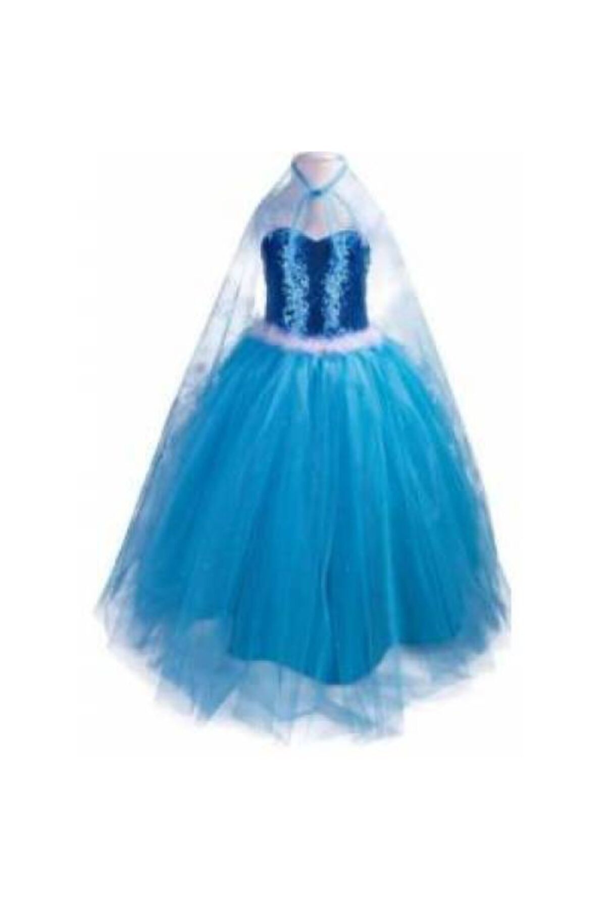 BAHAR TASARIM VE MODA Kız Çocuk Mavi Elsa Prenses Kostüm