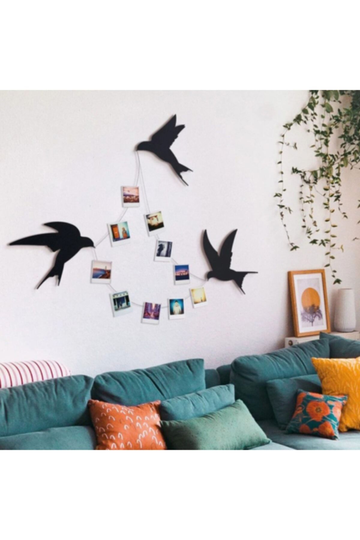 GİZEM SHOP Ahşap Üçlü Modern Kuş Dekoratif Duvar Tablosu Resim Çerçevesi