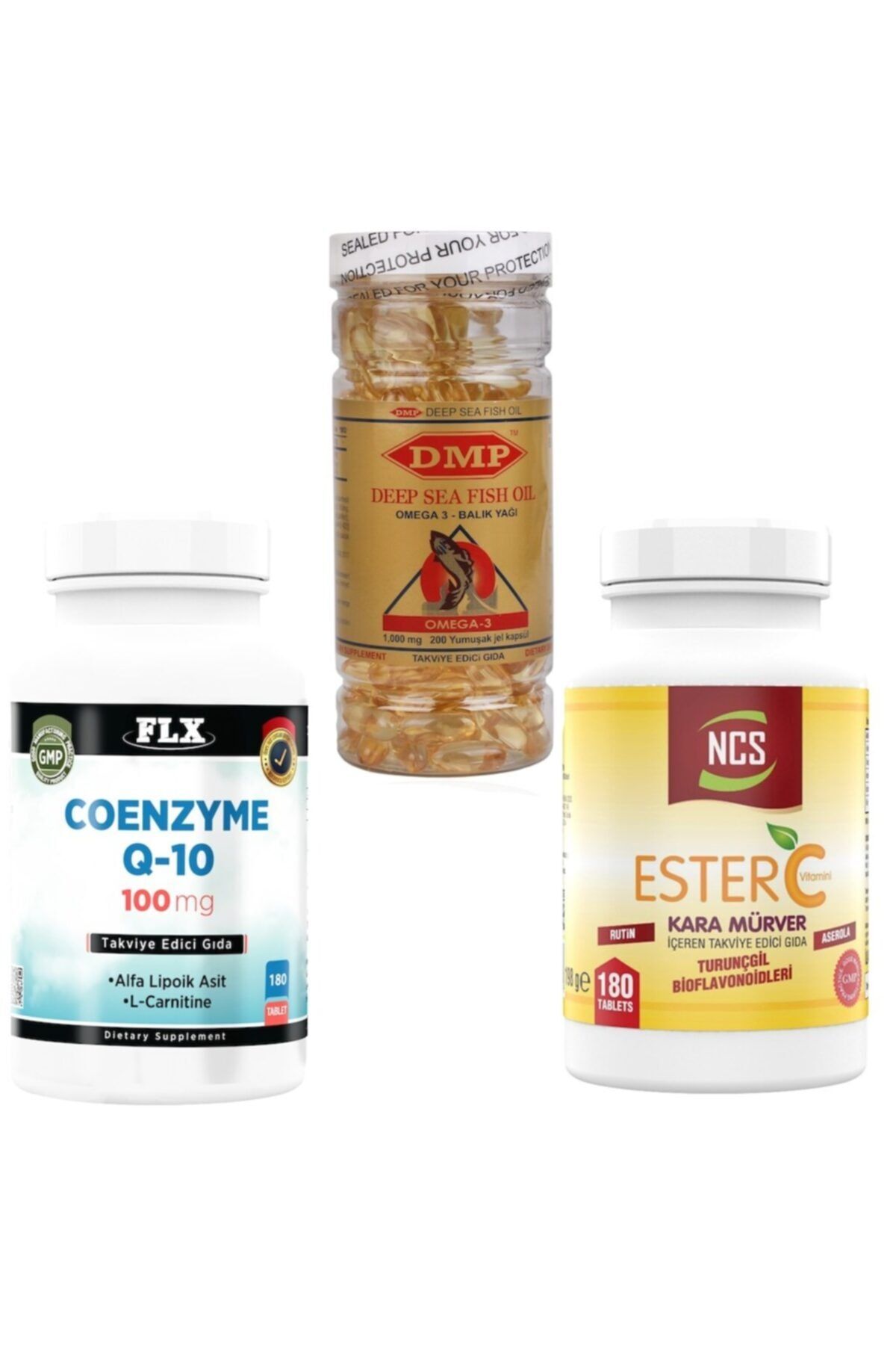 FLX Coenzyme 100 Mg 180 Tablet Ester C 180 Tablet Omega 3 200 Kapsül