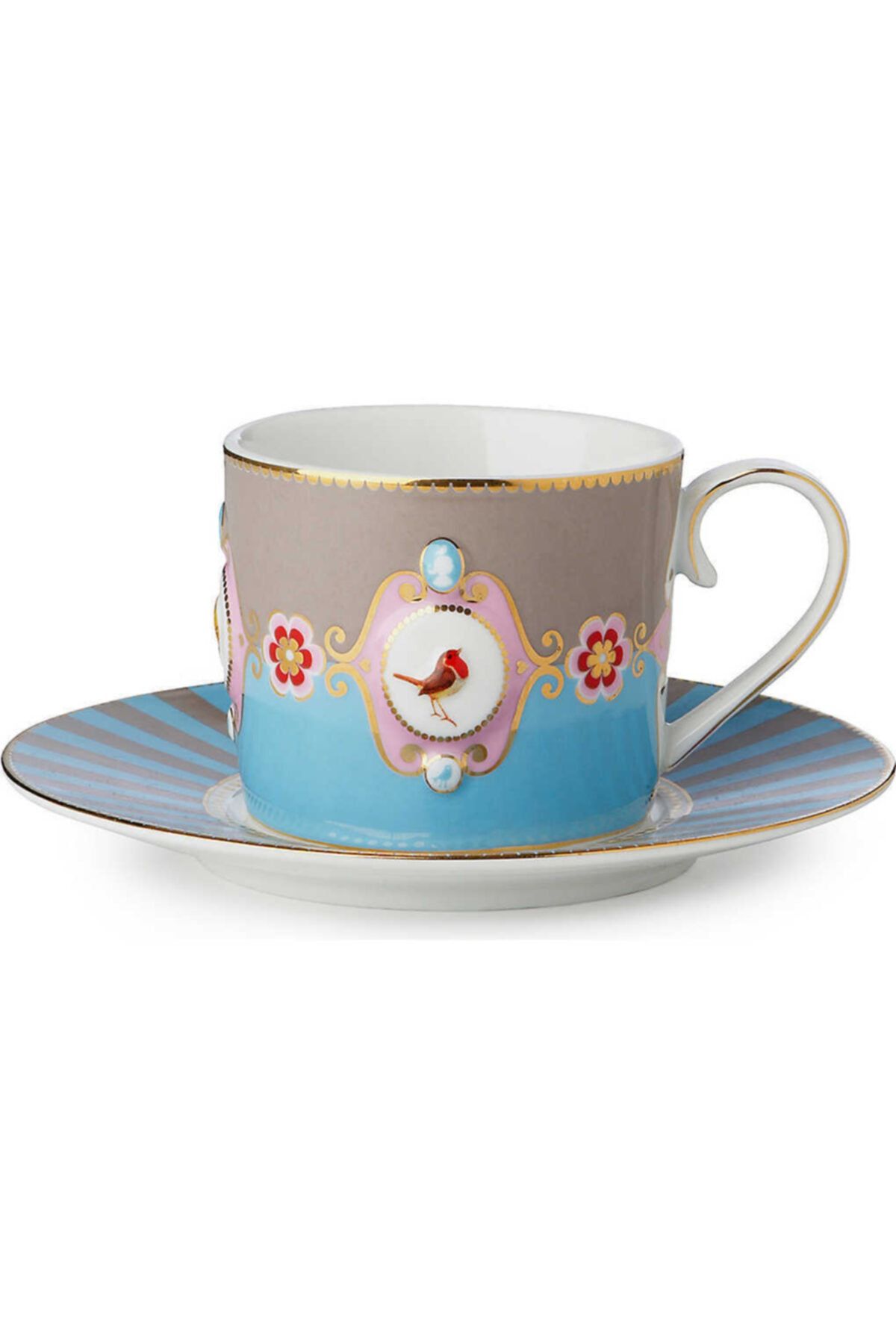 Pip Studio Love Bird Mavi/haki Madalyon Desenli Çay Fincanı 200 Ml