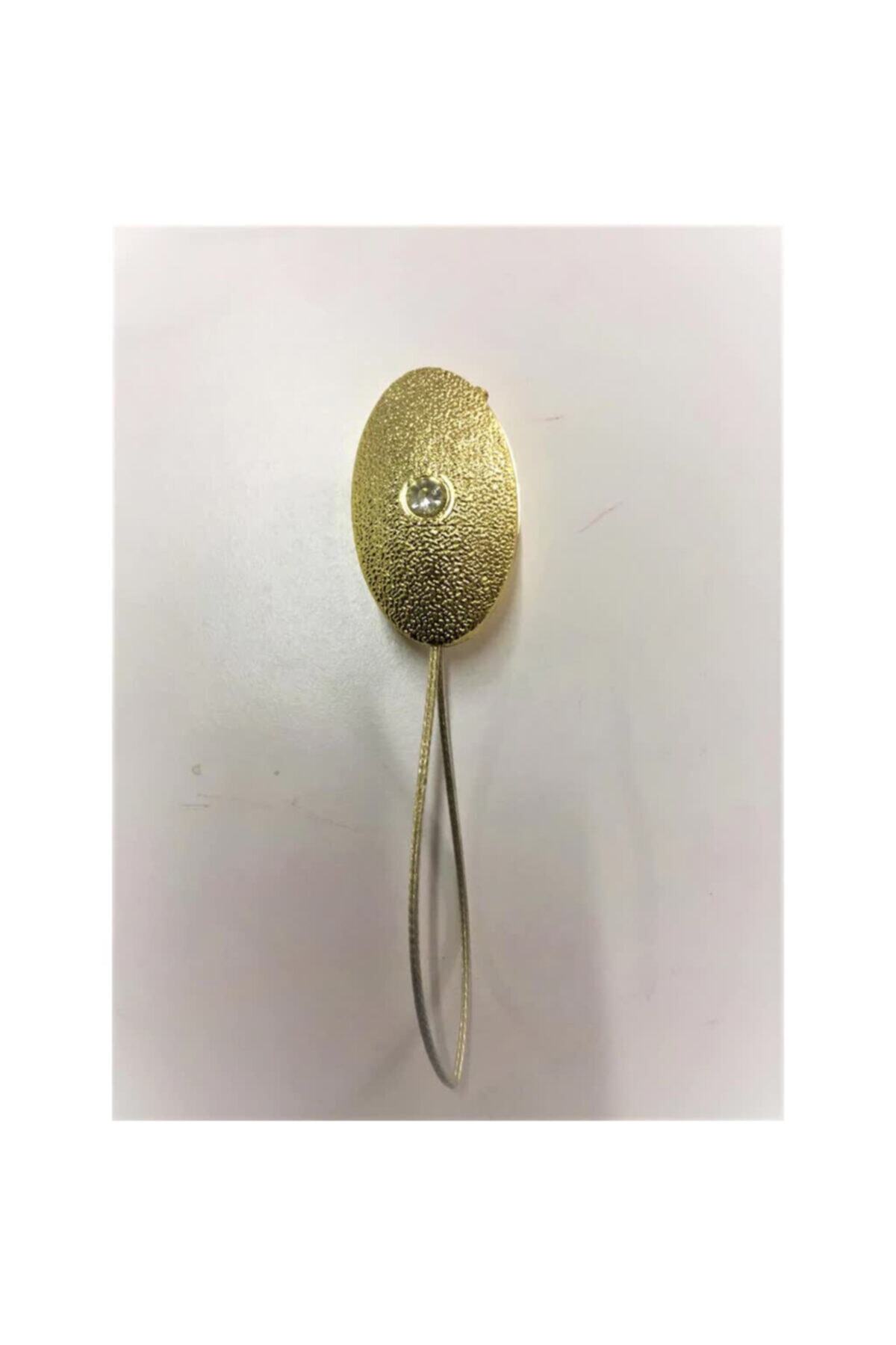 ETAMİNCİMAM Mıknatıslı Perde Tutacağı Oval Tek Taş Gold 2 Adet