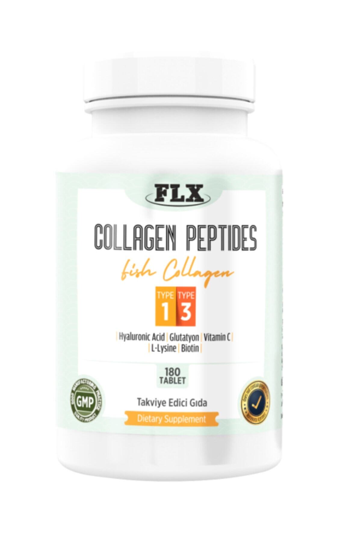 FLX Collagen Kolajen Balık Peptides Tip 1 3 Hyarulonic Acid Glutatyon 180 Tablet
