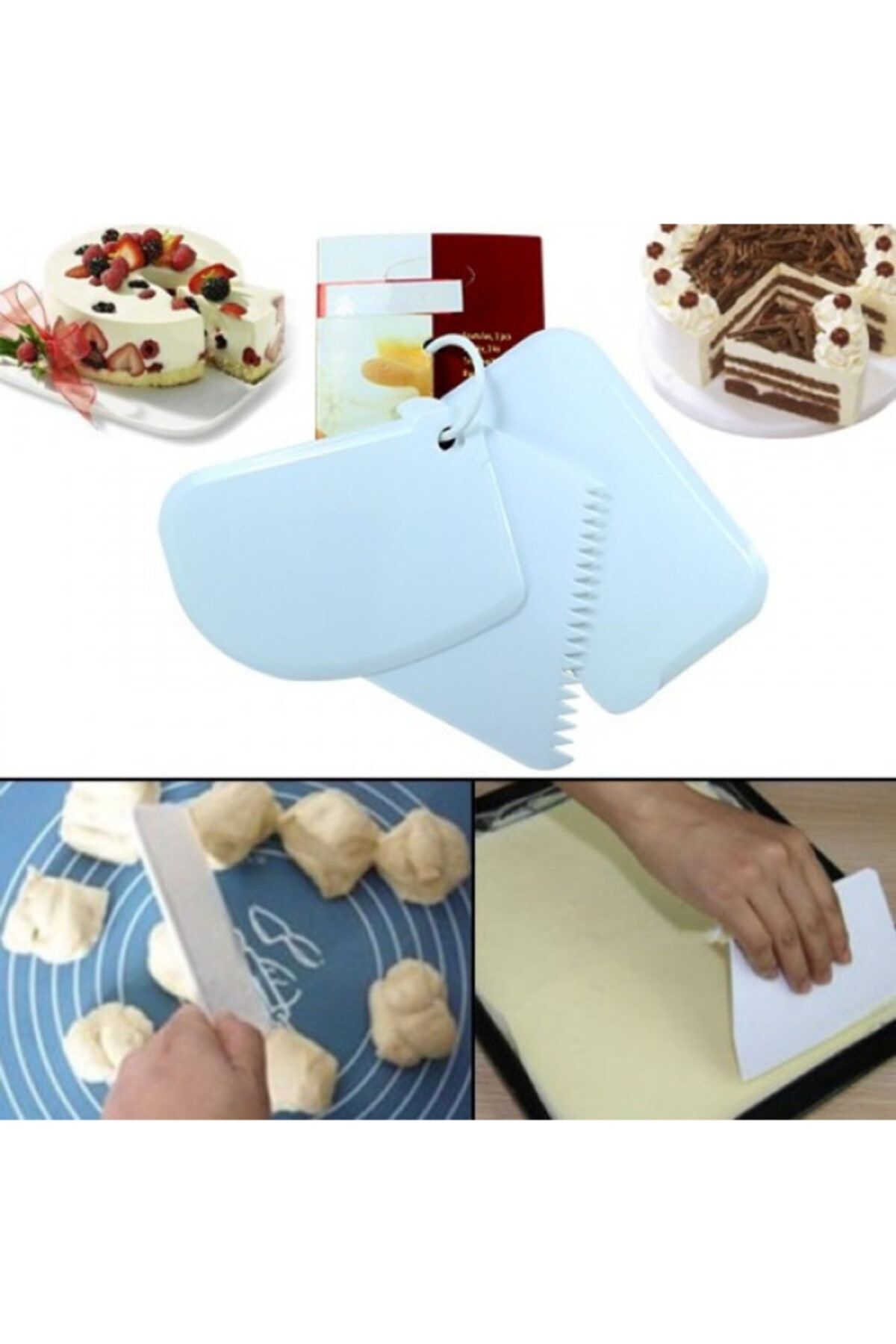 Durbuldum Pasta Hamur Şekillendirici Spatula Seti 3 Parça