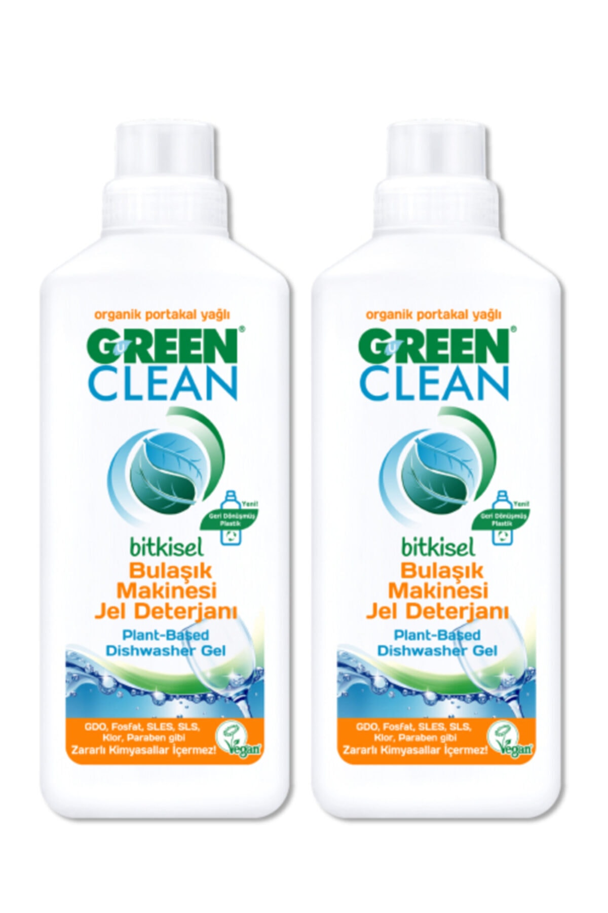 U Green Clean Bitkisel Bulaşık Makinesi Jel Deterjanı Organik Portakal Yağlı 1000 ml 2 Adet