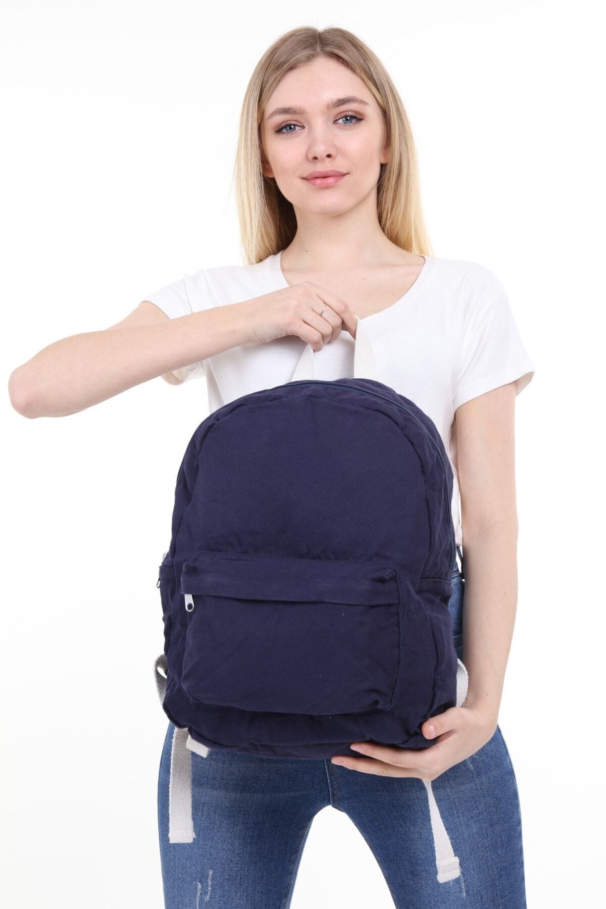 ICONE BAG Icone Yıkamalı Kanvas Sırt Çantası Lacivert