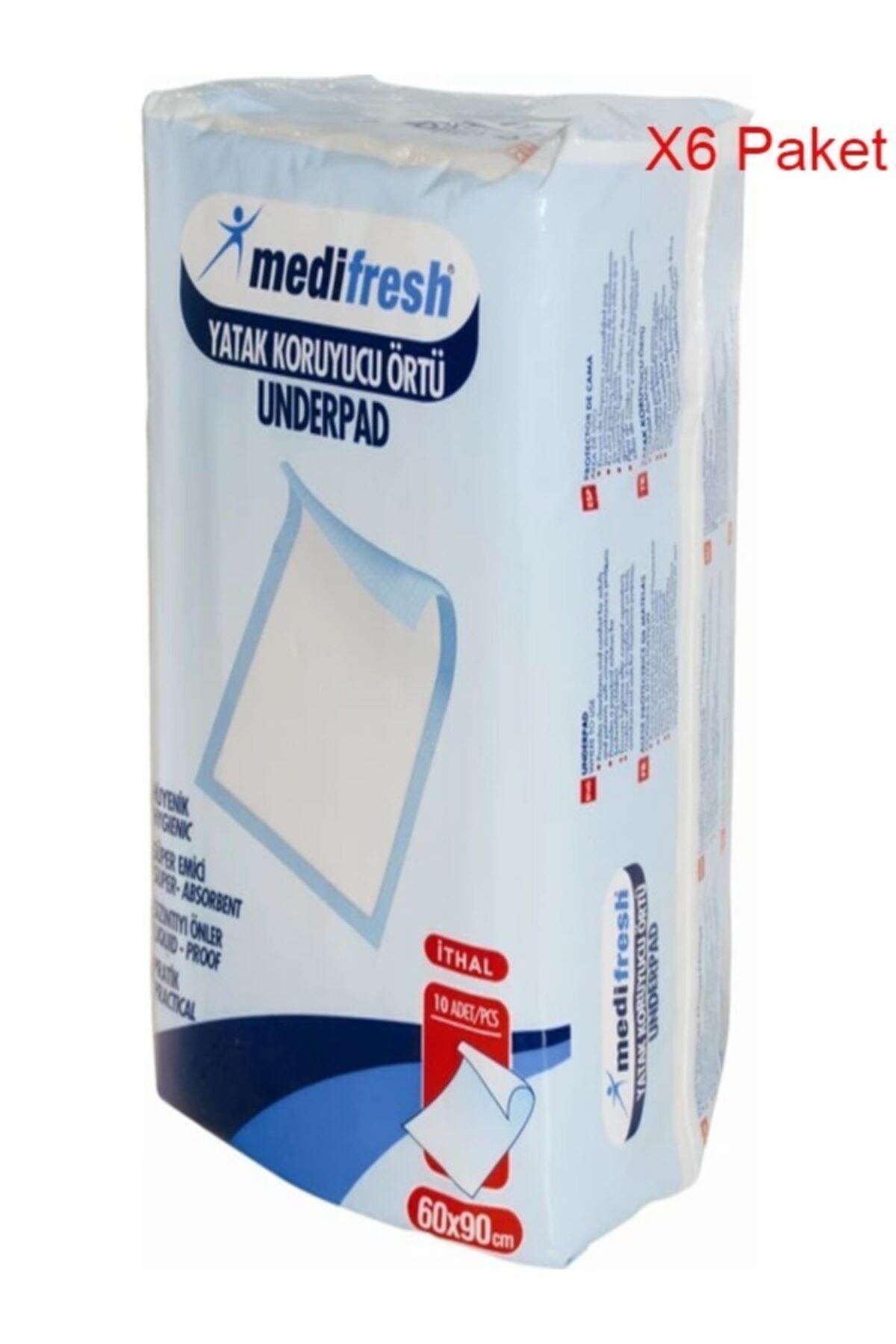 Medifresh Kedi Köpek Çiş Pedi Yatak Koruyucu Örtü 60x90cm 10'lu 6 Paket