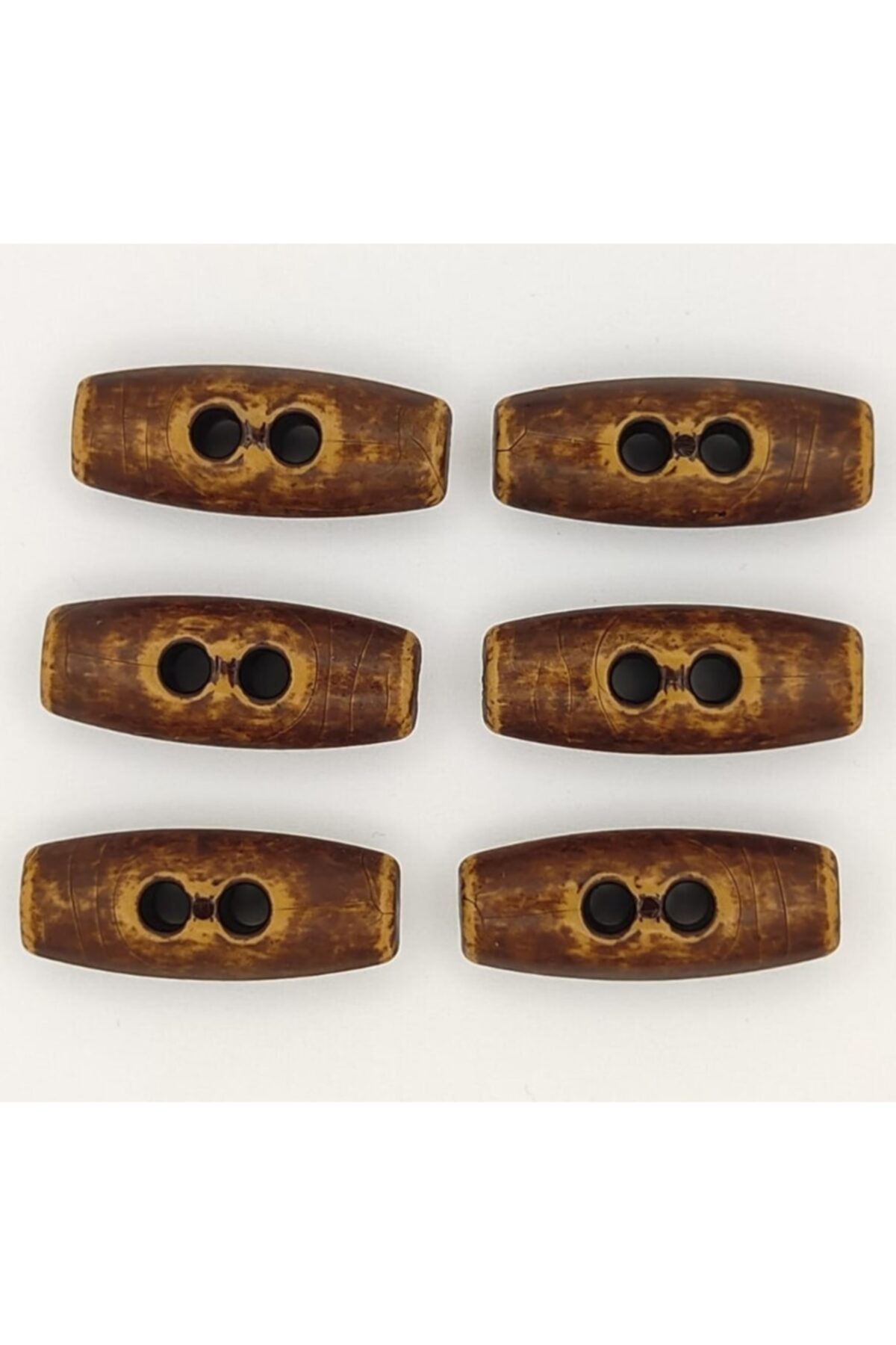 Turuncu Tuhafiye 6'lı Set Ahşap Görünümlü Bebek Yelek Düğmesi No:1