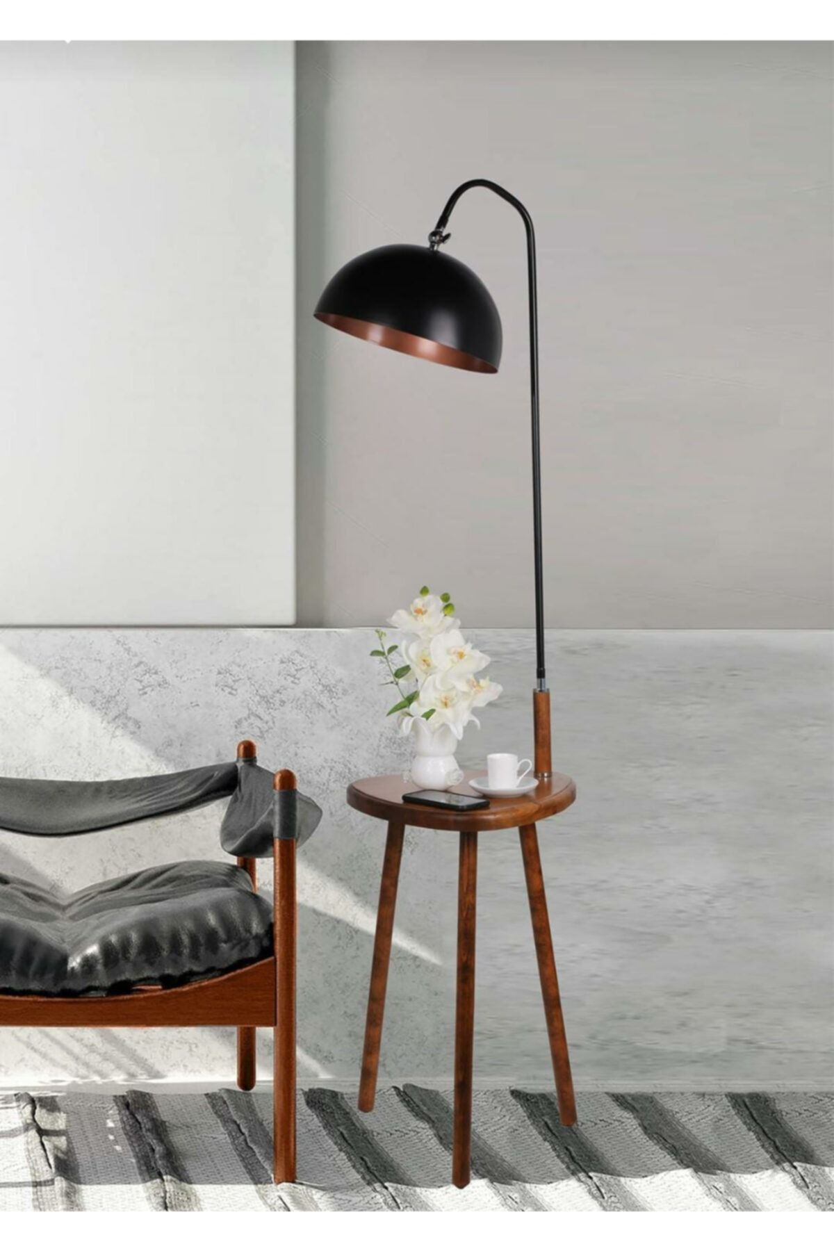 ENG HOME AYDINLATMA Eng Home Adyınlatma 3 Ayaklı Ahşap Sehpalı Masa Lambası