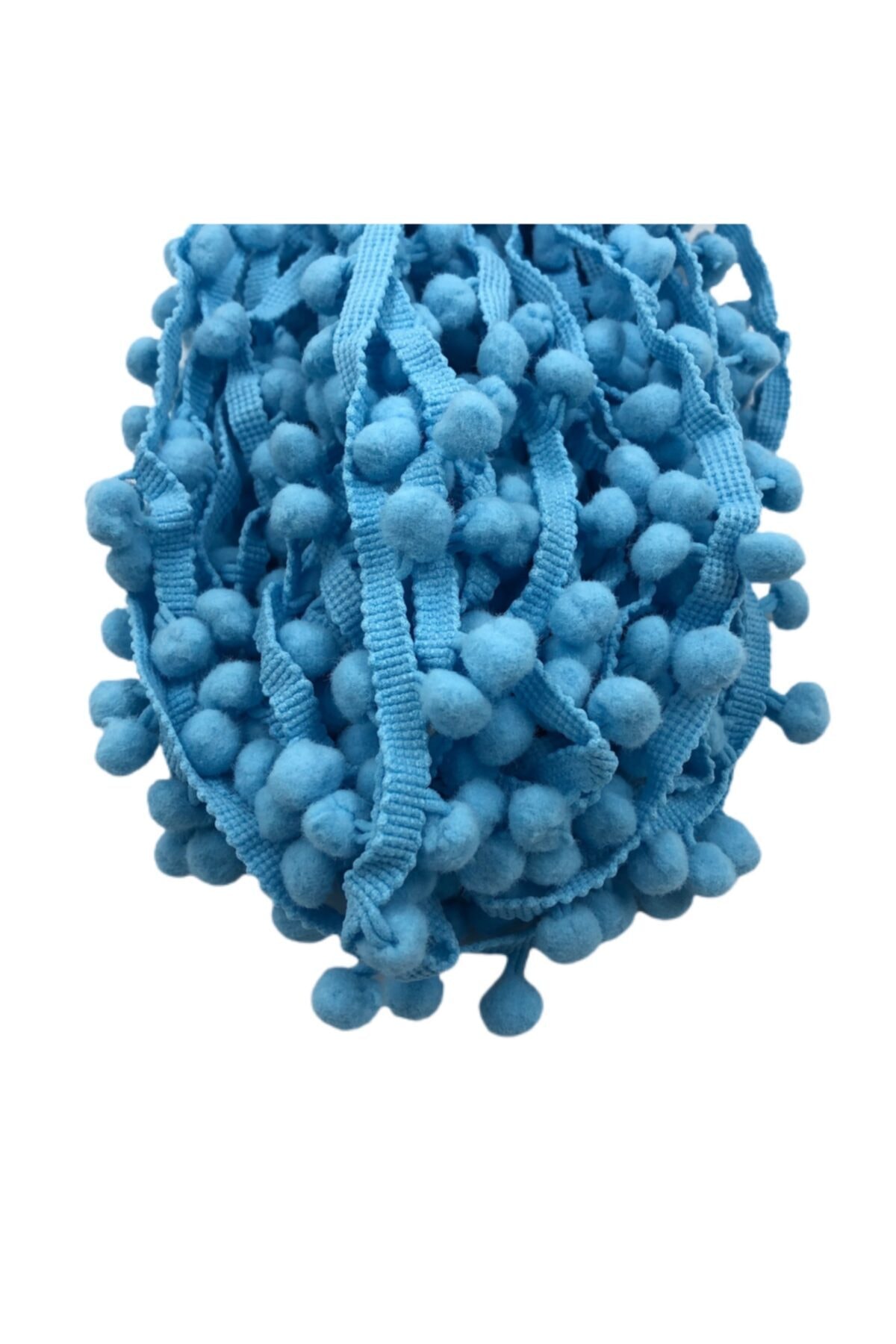 Yumuşakkeçe Mavi Şerit Ponpon /5 Metre