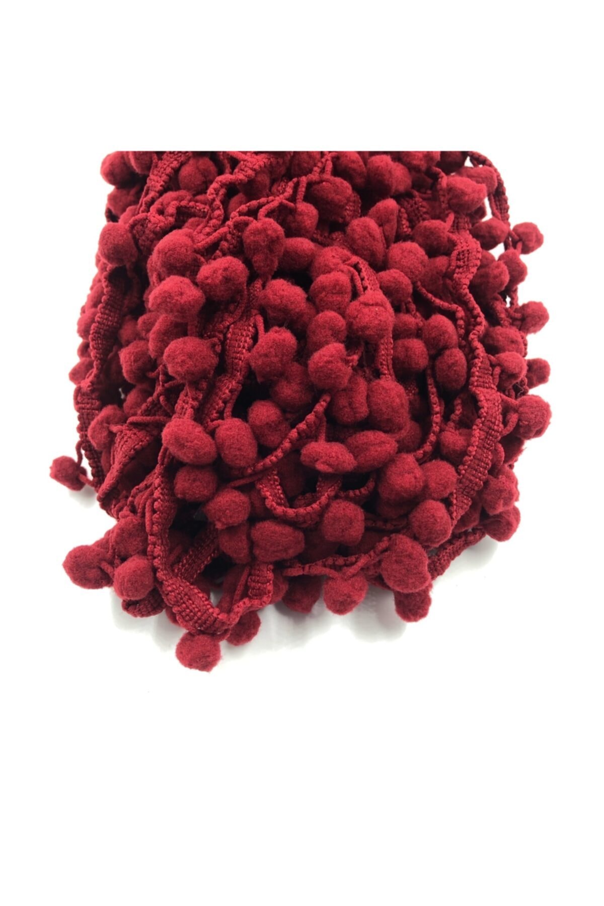 Yumuşakkeçe Bordo Şerit Ponpon/5 Metre