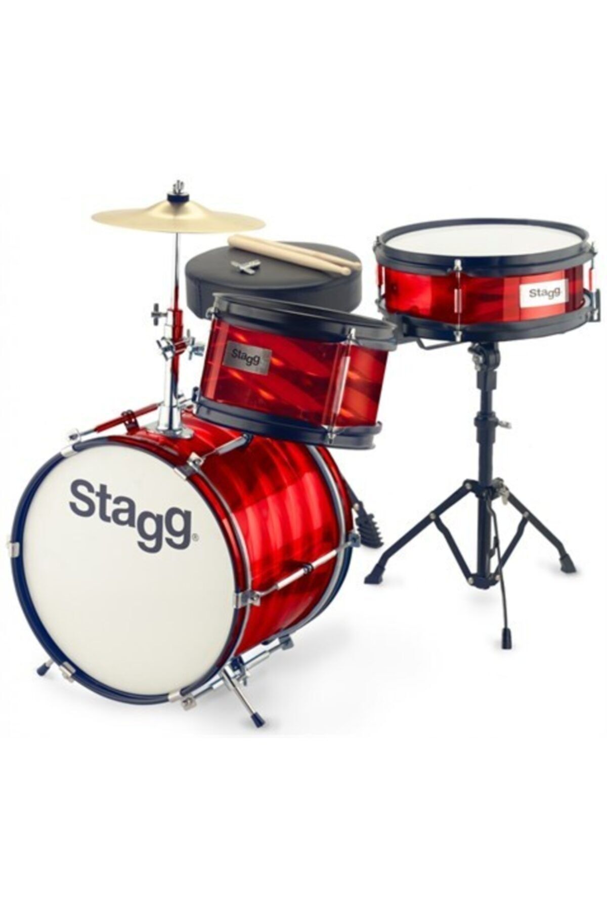STAGG Kırmızı Junior Akustik Davul 3 Parça Tım Jr 312 Rd