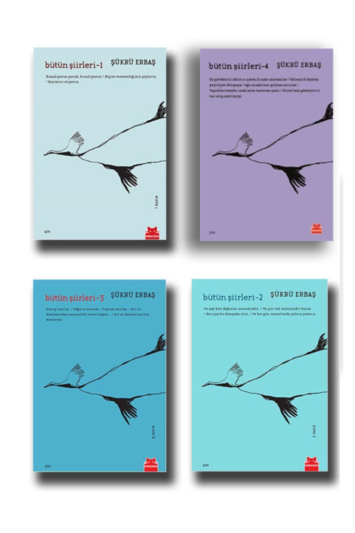 Kırmızı Kedi Yayınevi Şükrü Erbaş Bütün Şiirleri (4 Kitap)