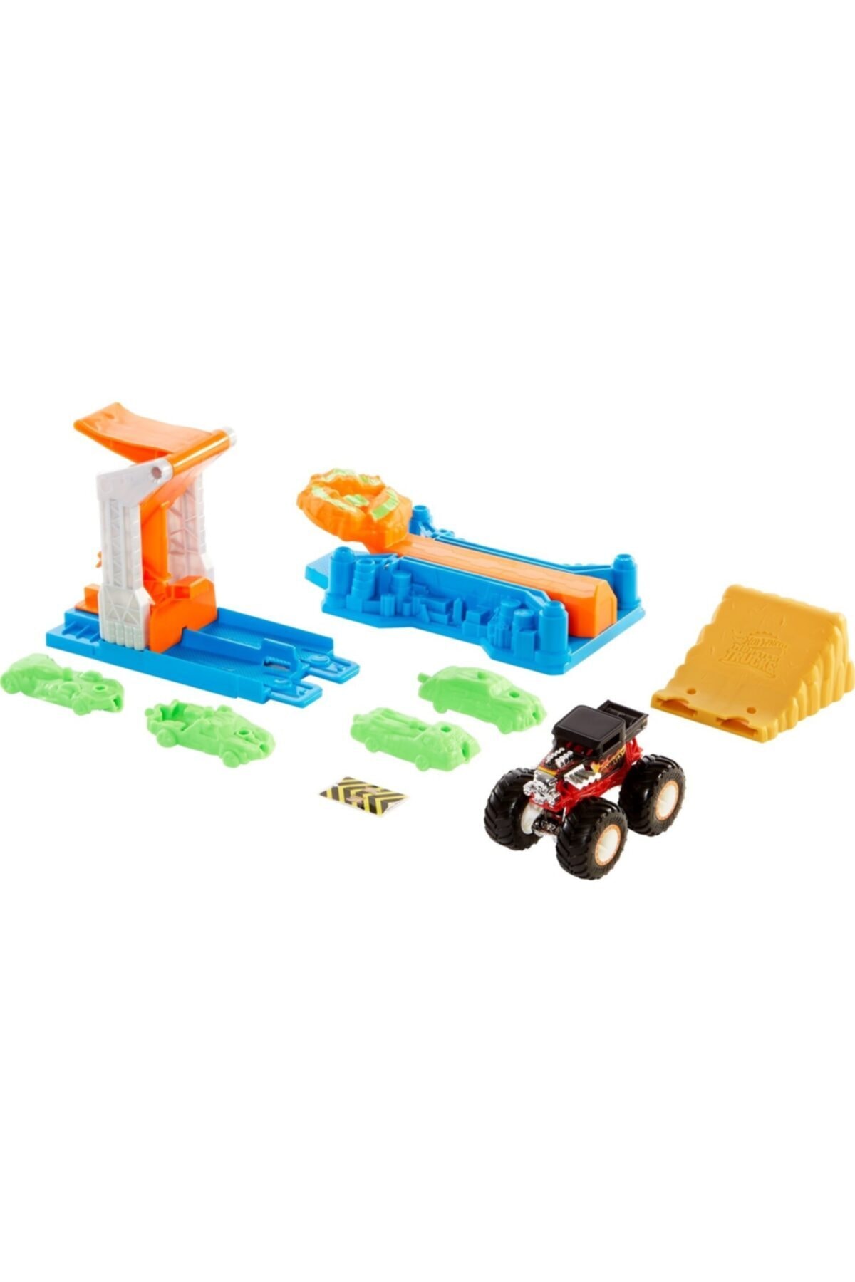 HOT WHEELS Monster Trucks Fırlat Ve Çarpış Oyun Seti 4 Adet Ezilmiş Araba 1:64 Ölçekli Monster Gvk08