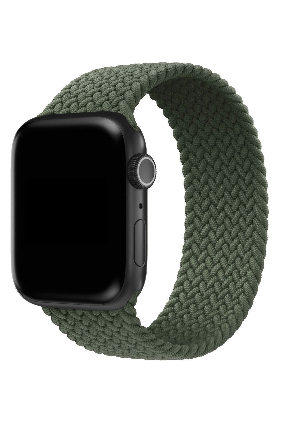 Ebotek Unisex Yeşil Apple Watch Large Uyumlu Örgü Loop Kordon 42/44