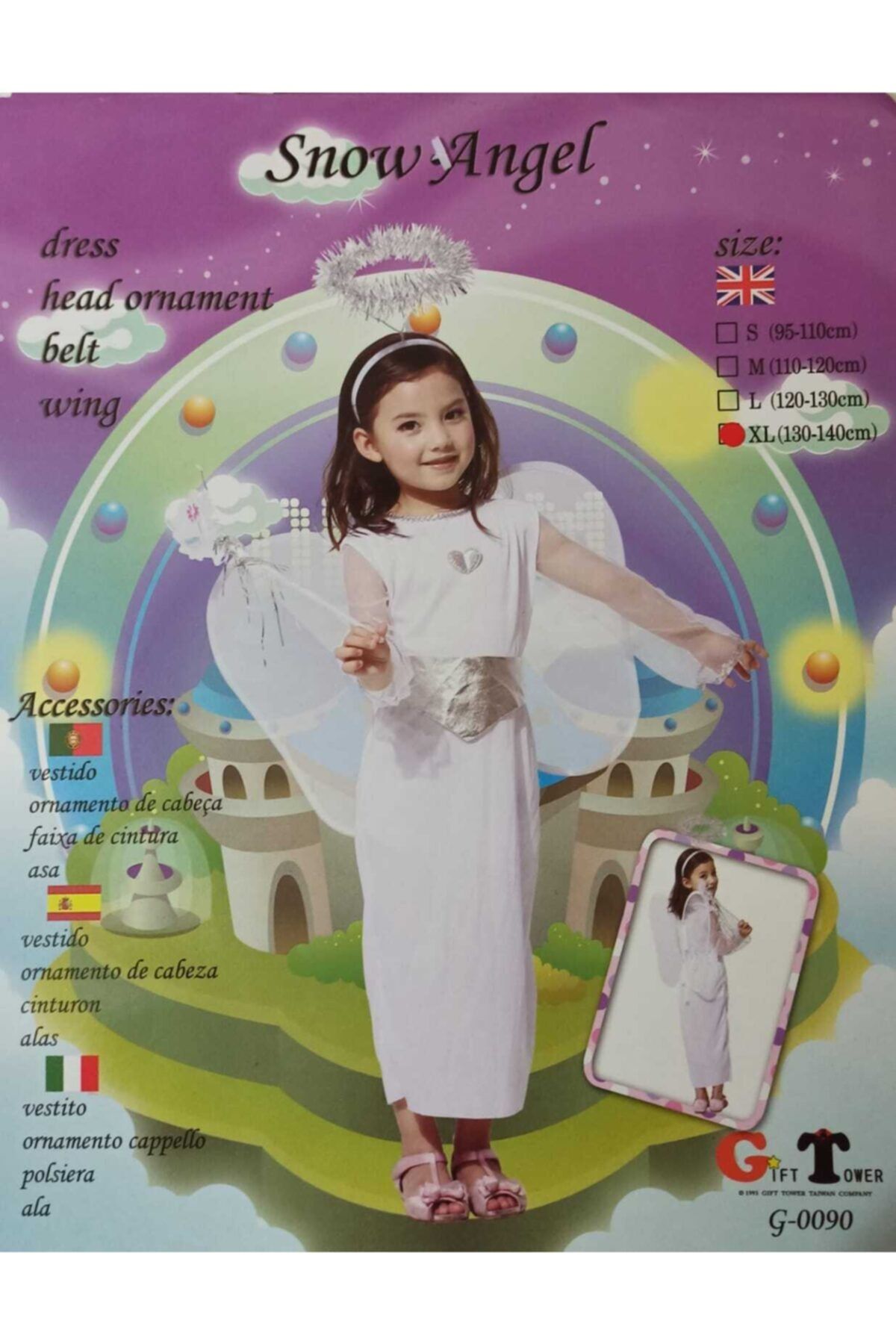 Niyet Kostüm - Snow Angel - Kar Meleği Kostümü - Parti - Xlarge - 130-140cm
