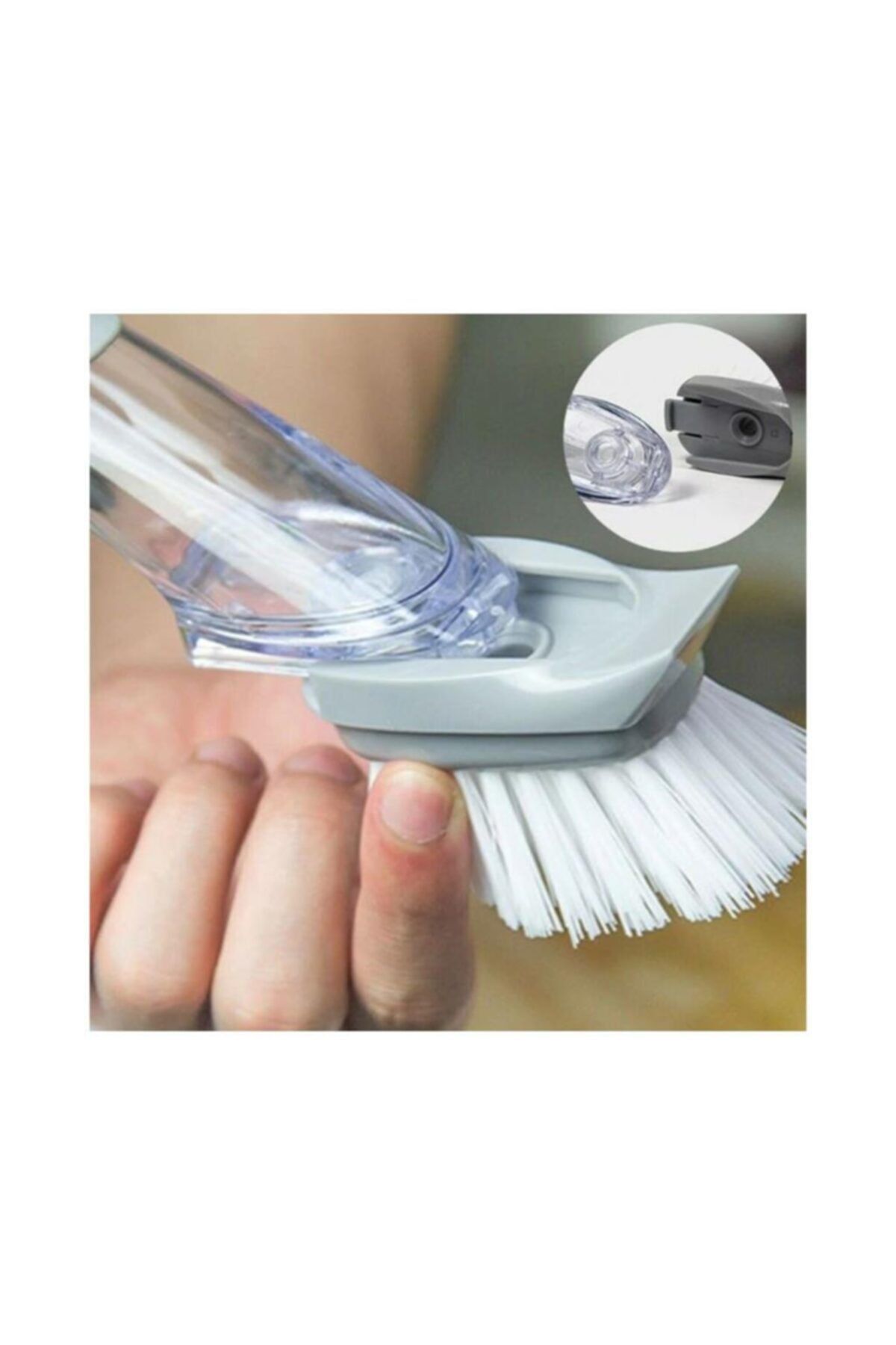 easyso Matesstore Deterjan Sabun Hazneli 3 Başlıklı Bulaşık Yıkama Fırçası