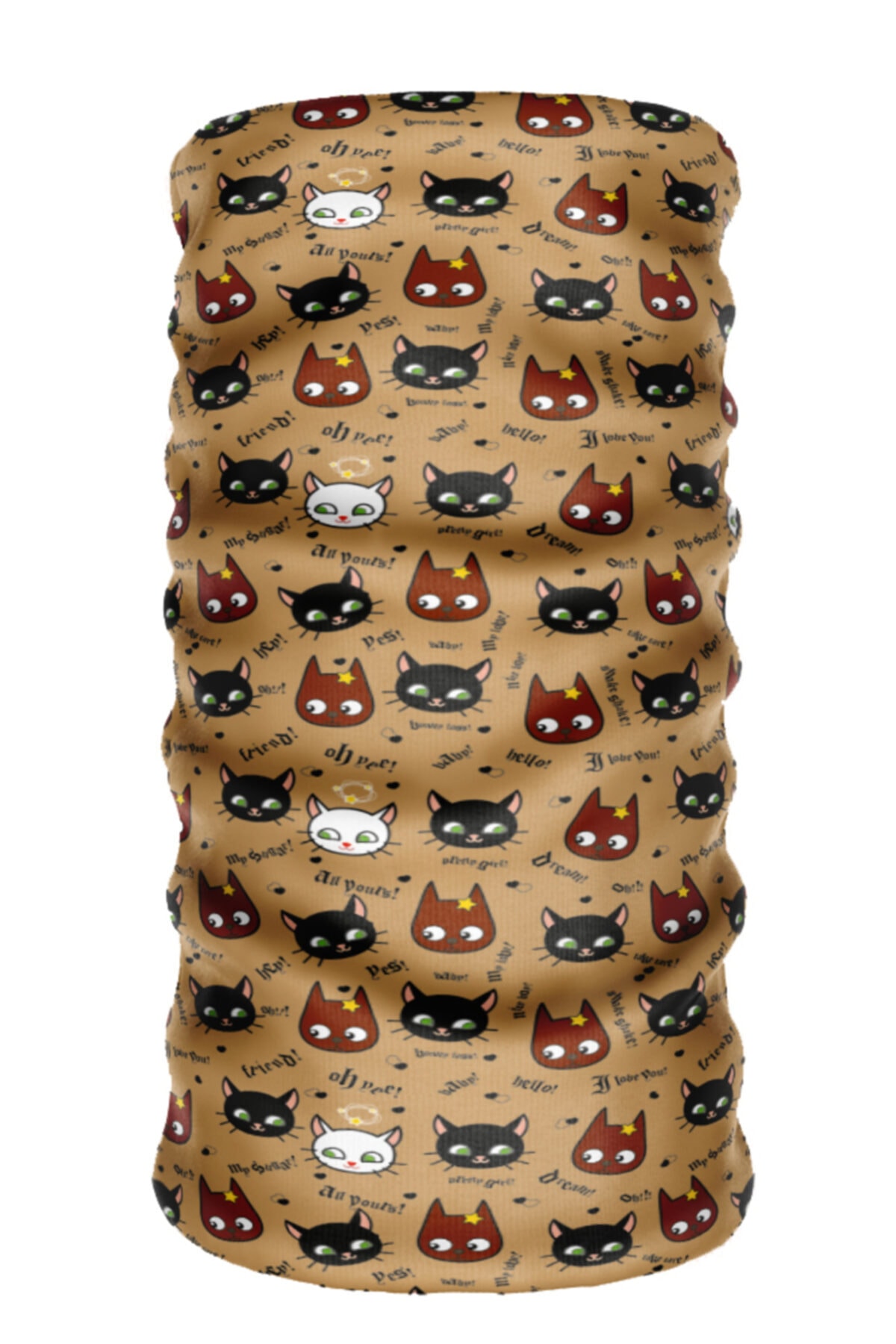 eTaktik Unisex Bej Renk DeBuff Collar Cute Cat Boyunluk Bandana