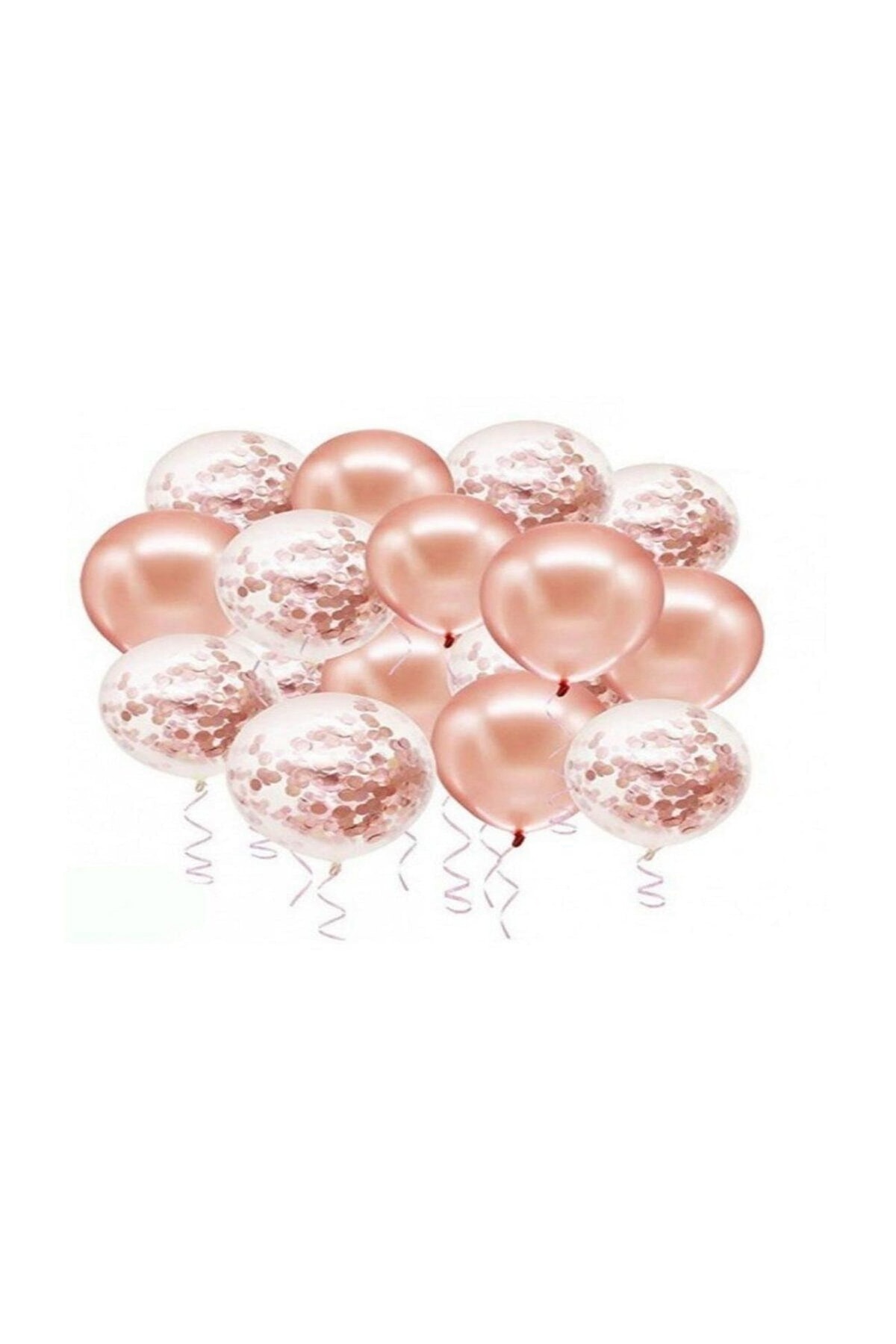 Aşkın Parti Evi Balon Rose Gold Konfetili Balon Set 20 Li Balon