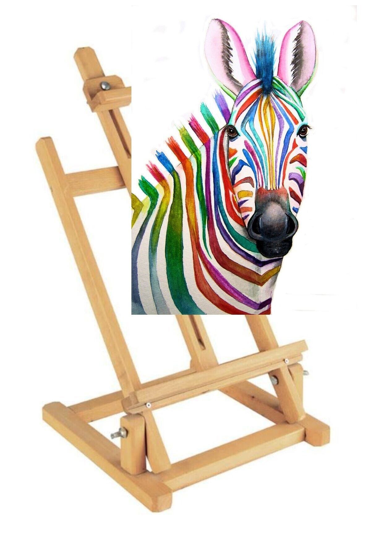 RAMAZANNAKİSVEHOBİ Sayılarla Boyama Seti 30x40 Cm (TUVALE GERİLİ) Ahşap Masa Üstü Şövale Ile Birlikte Zebra