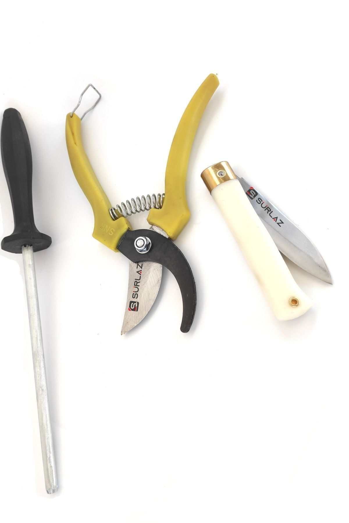 SürLaz Budama Makası Bahçe Bıçağı Üzüm Narenciye Kırma Makası Set 3'lü