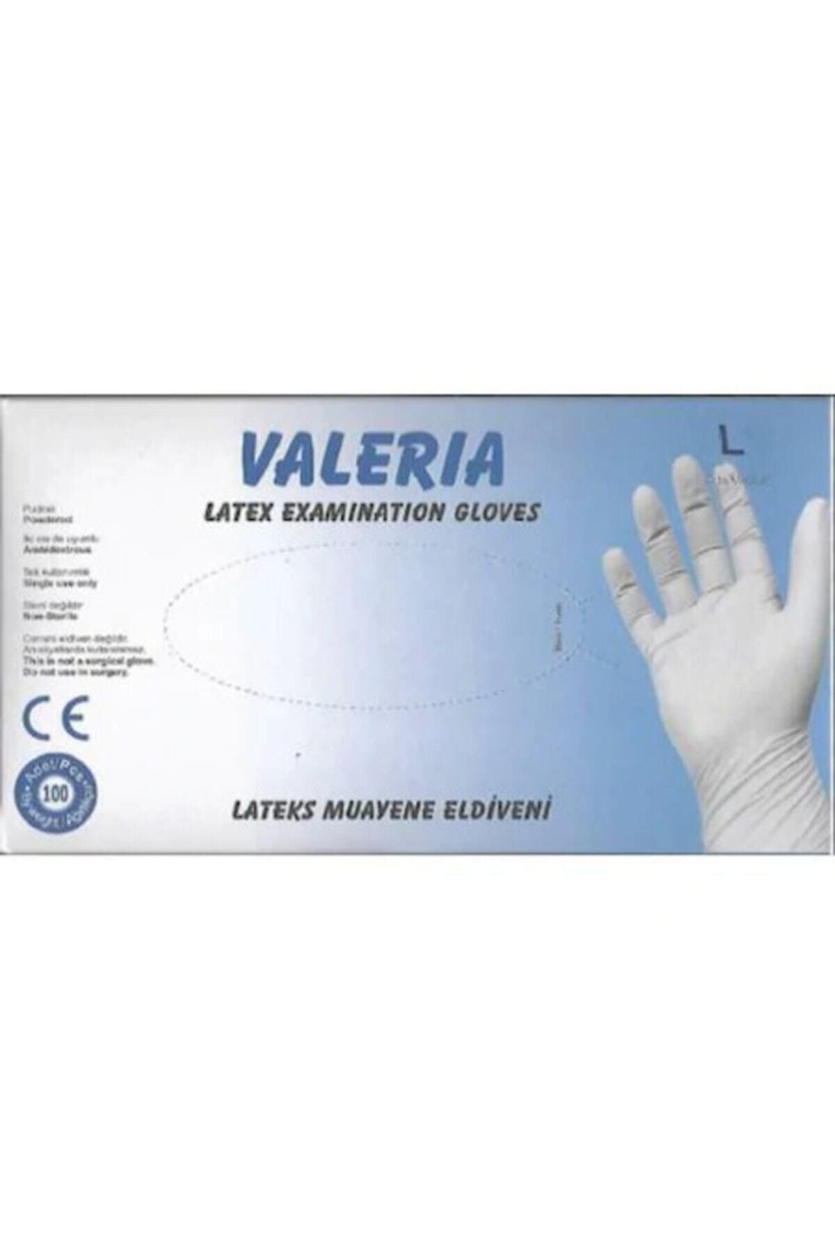VALERIA Pudralı Lateks Eldiven 100' Lü Paket - Large