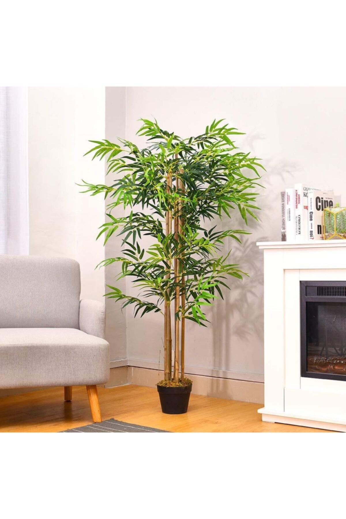 Nettenevime Siyah Yapay Bambu Ağacı Ekstra Doğal Görünüm Saksılı 6 Dallı 150cm