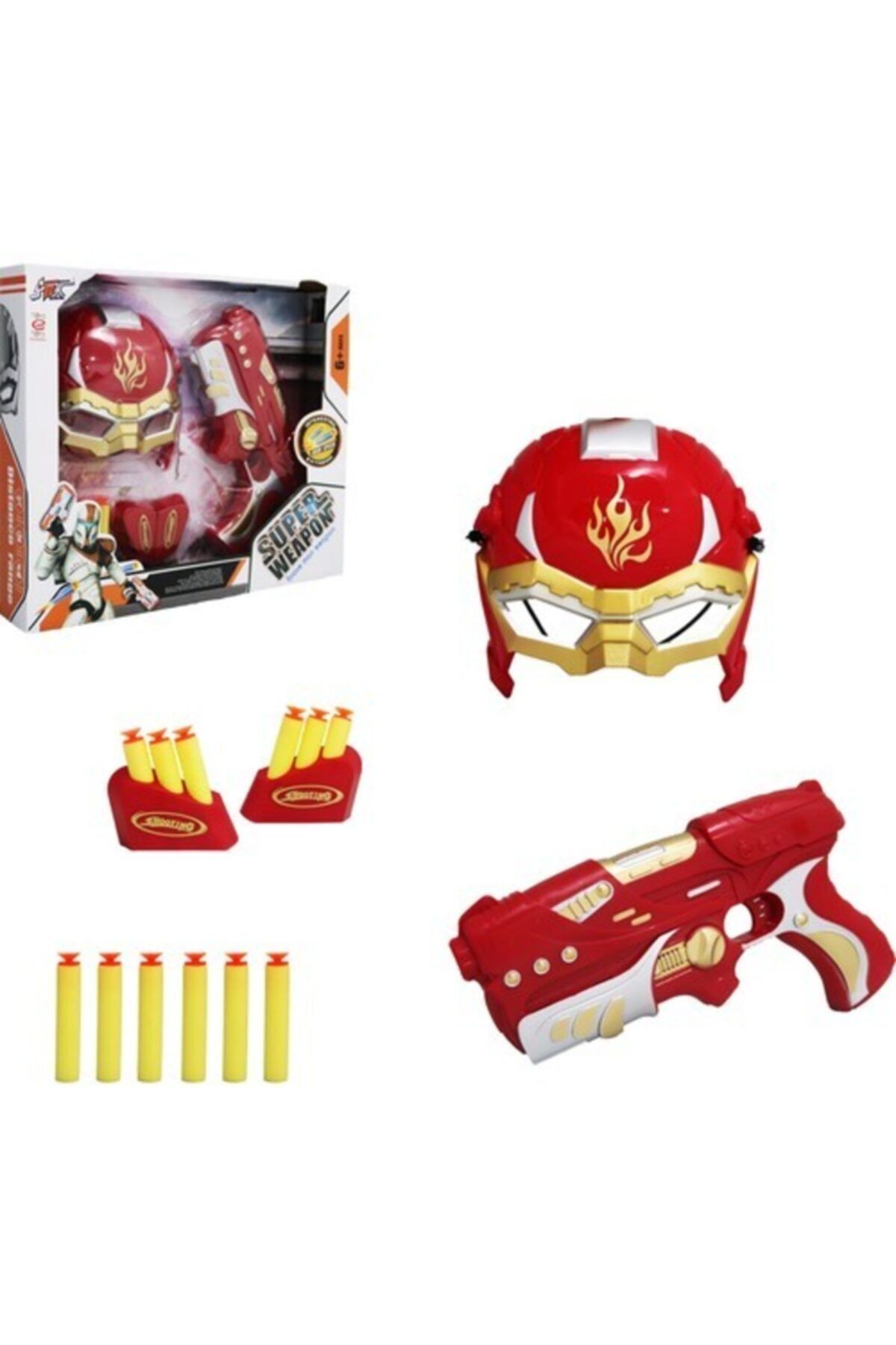 Toys e Toys Super Weapon Maskeli Sünger Atan Oyuncak Kırmızı