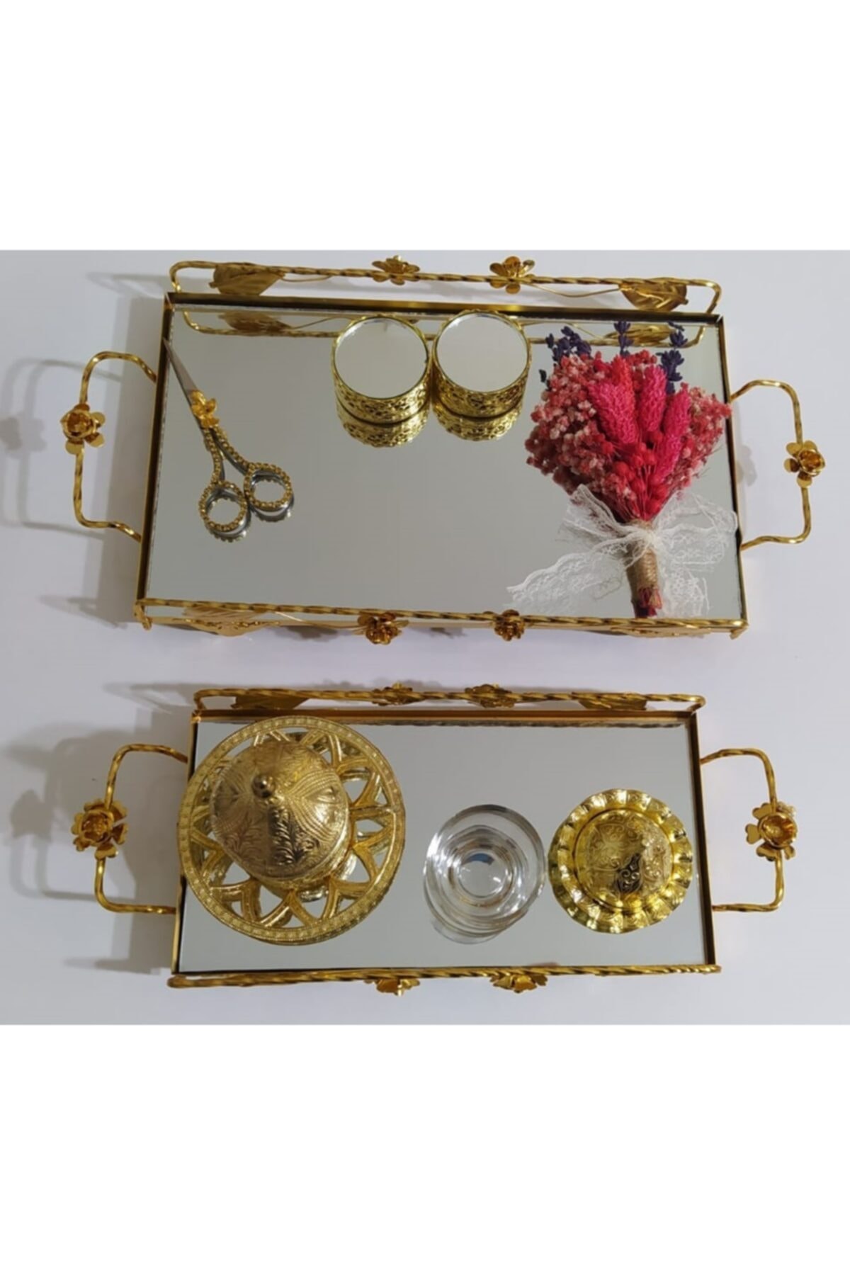 HESAPLIJET Gold Söz&Nişan Tepsisi Damat Kahvesi Set