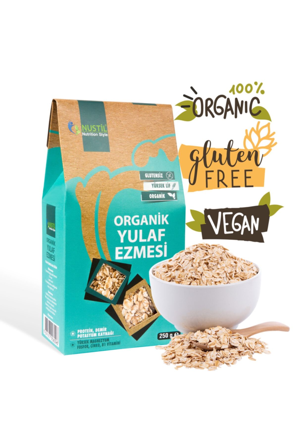 Nustil Nutrition Style Organik Glutensiz Vegan Yulaf Ezmesi 250 gr