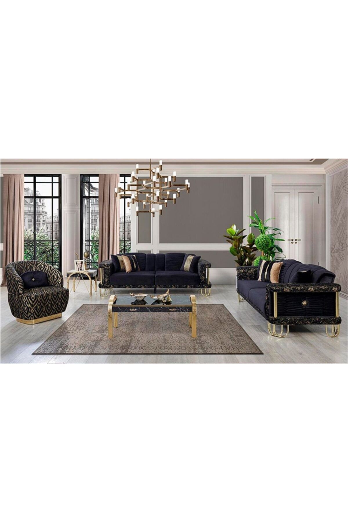 Evimo Crystal Gold Salon Takımı