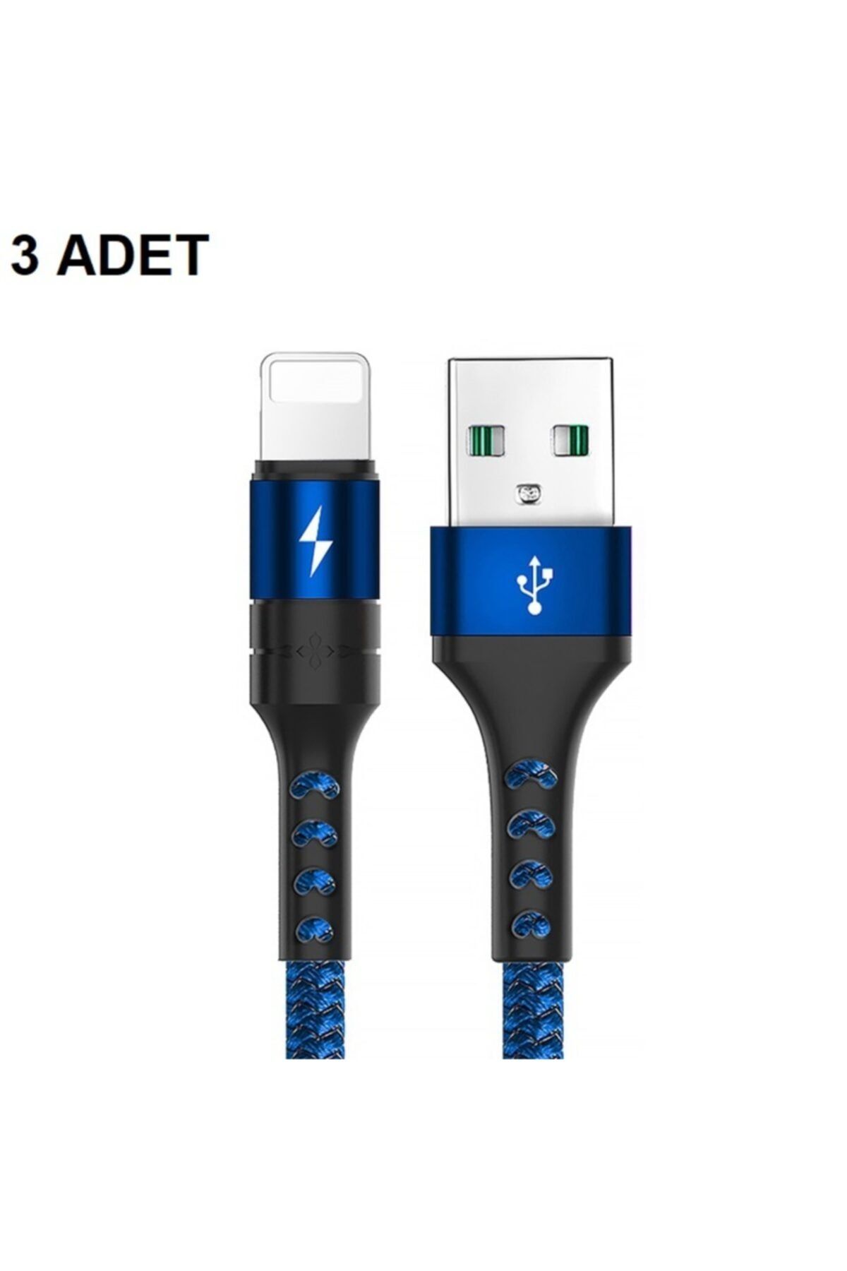 SKV MOBILE Iphone Usb Hızlı Şarj Ve Data Kablosu 5 Amper 3'lü Paket Örgülü 1 Metre Lightning Kablo