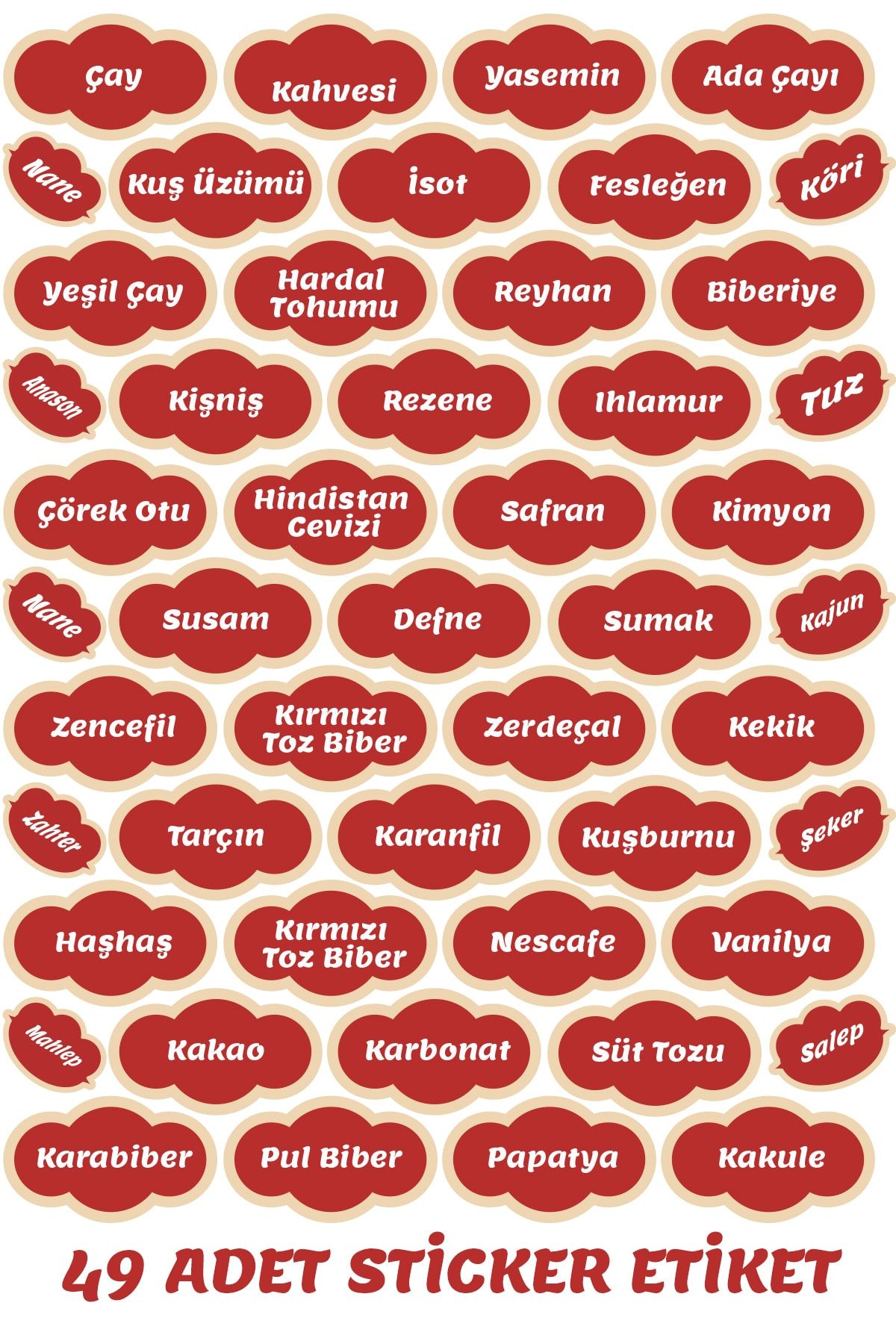 cokindirimli 49 Adet Siyah Baharat Bakliyat Kavanoz Sticker Etiket