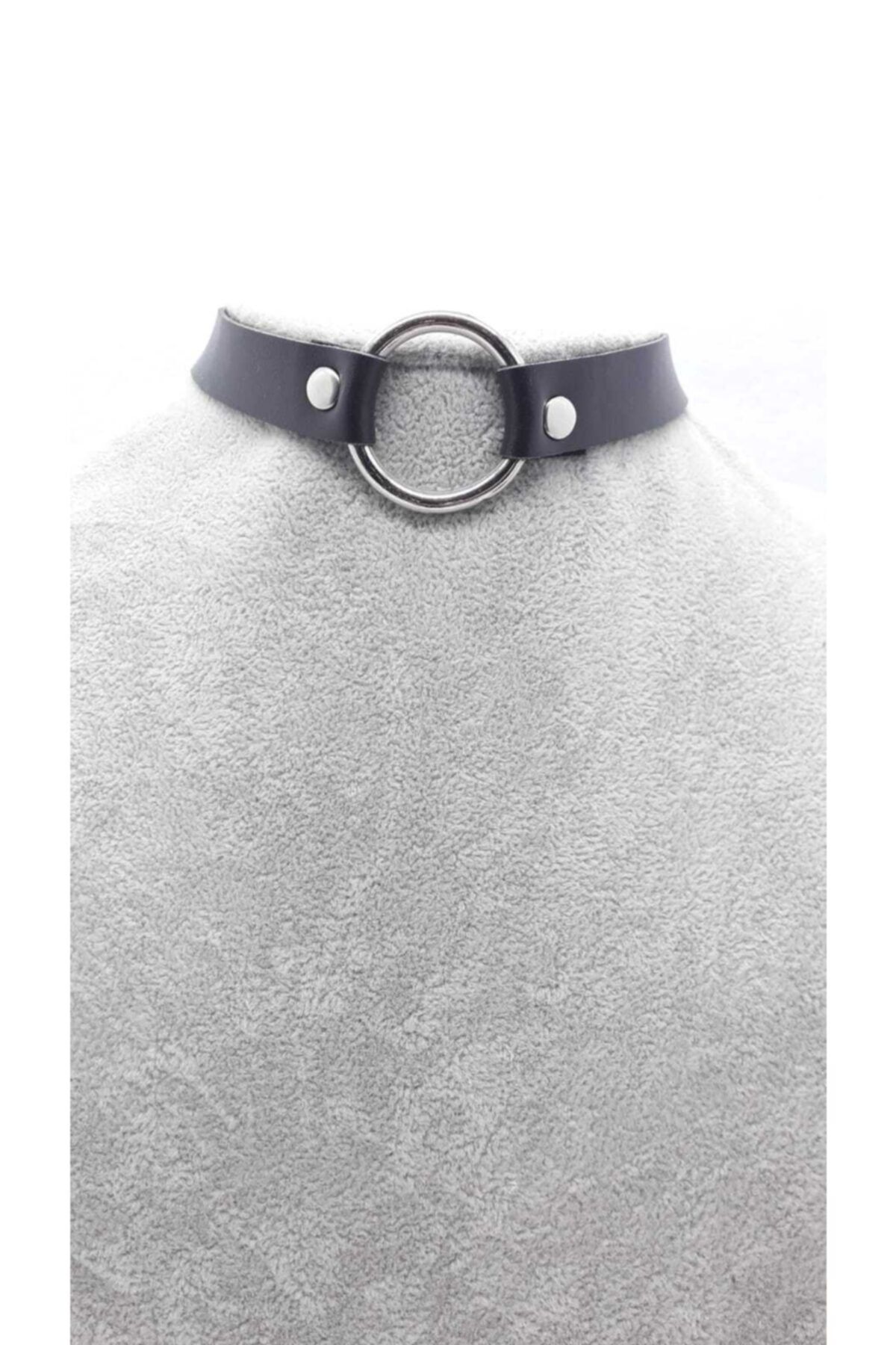 Fugusugu Metal Halkalı Suni Deri Choker