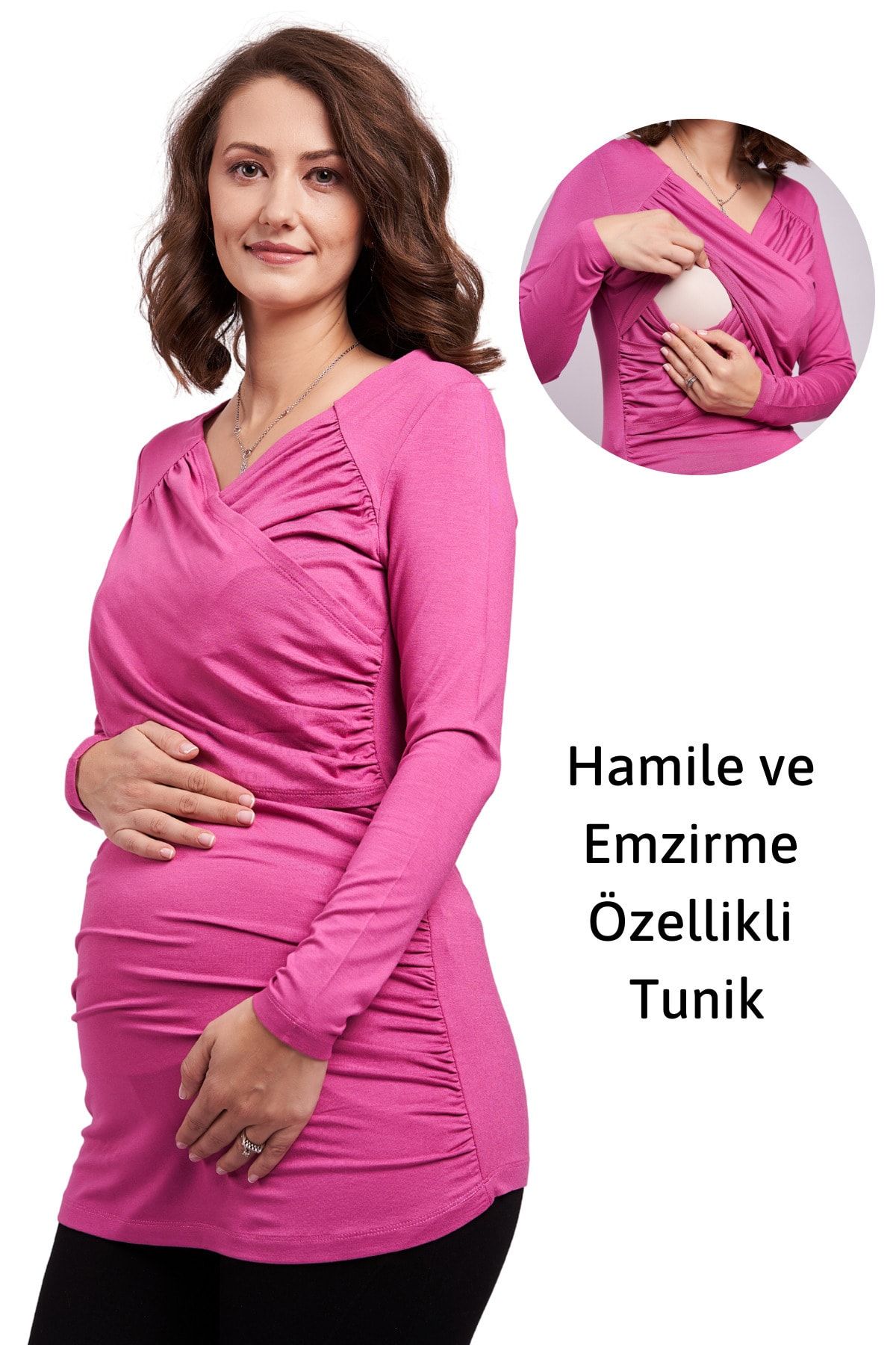 Mamma Lattes Hamile Ve Emzirme Tunik Charlotte, Red Violet