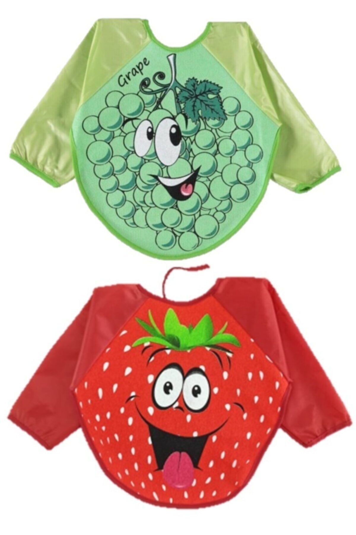 Belinay Üzüm Ve Çilek Motif Giyilebilir Kollu Mama Önlüğü