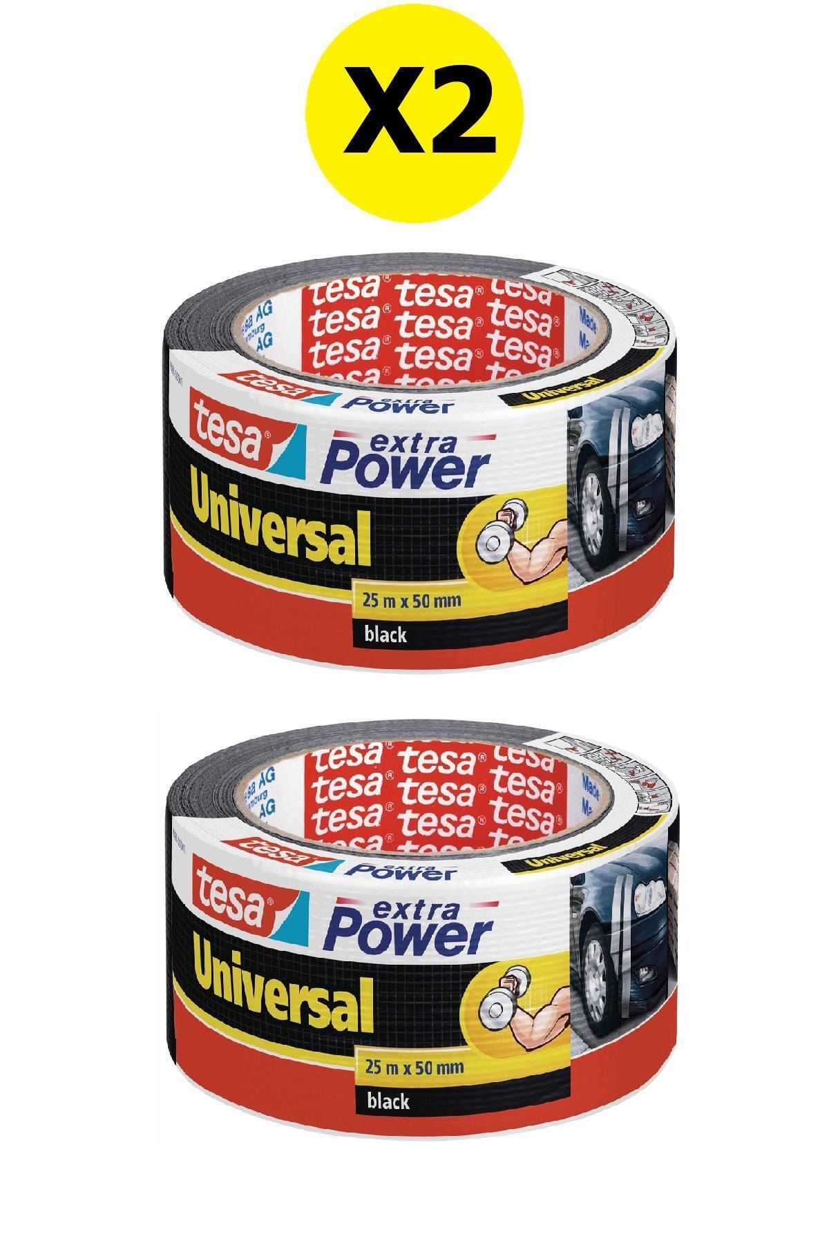 Tesa extra Power Universal Duct Bant, Gaffer Bant, 25mx50mm, Siyah X2 Adet