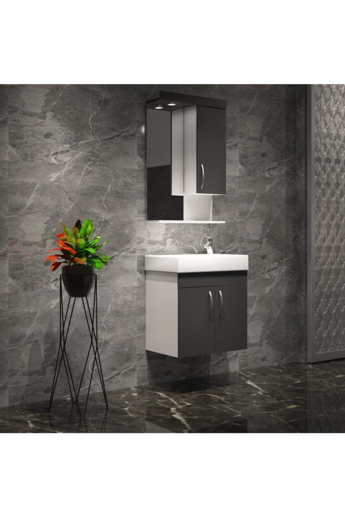 ÖZCEDEN Akasya Banyo Dolabı Takımı 56 Cm