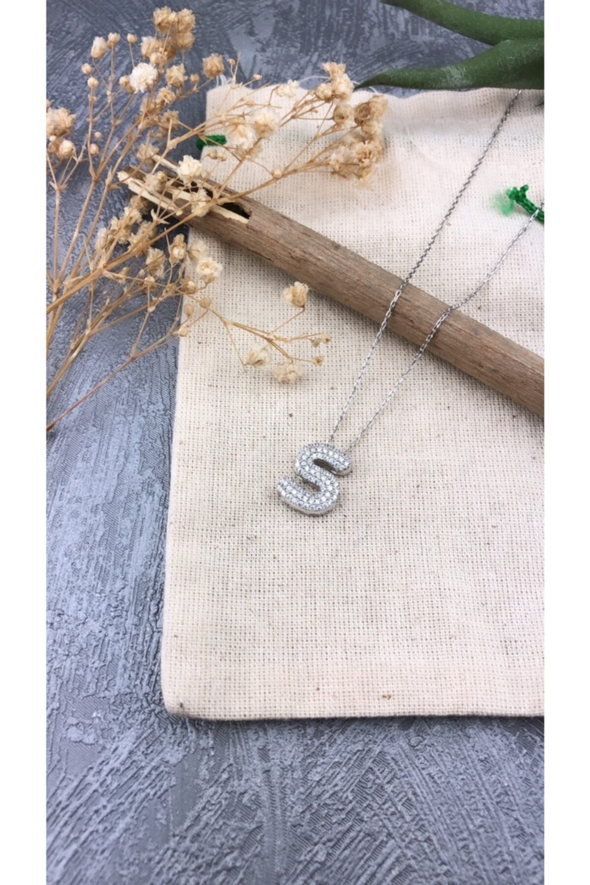 Joel Jewelry Zirkon Taşlı Rodyum Kaplamalı S Harfi Zarif Gümüş Kolye