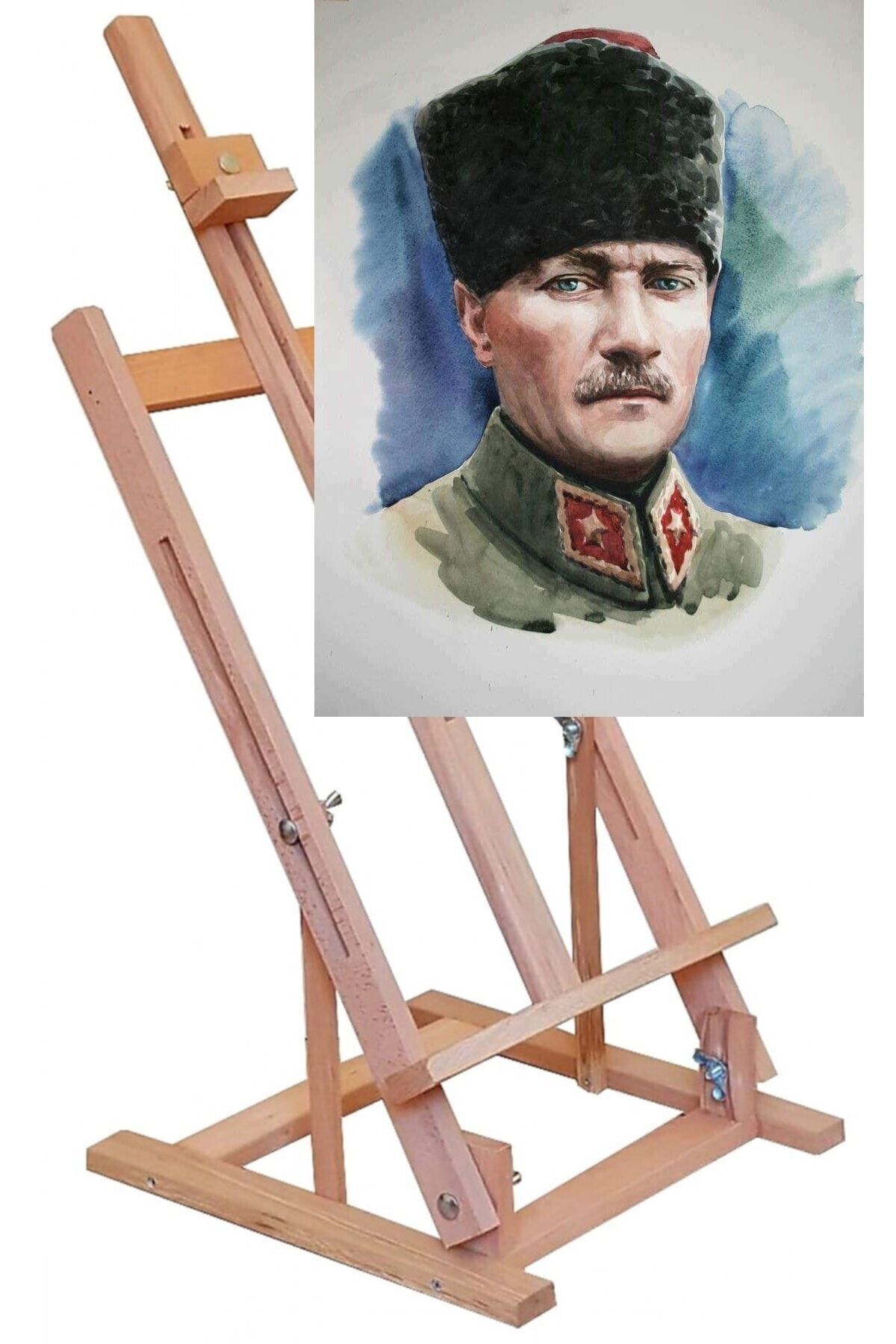 RAMAZANNAKİSVEHOBİ Sayılarla Boyama Seti 30x40 Cm (tuvale Gerili) Ahşap Masa Üstü Şövalye Ile Birlikte Atatürk