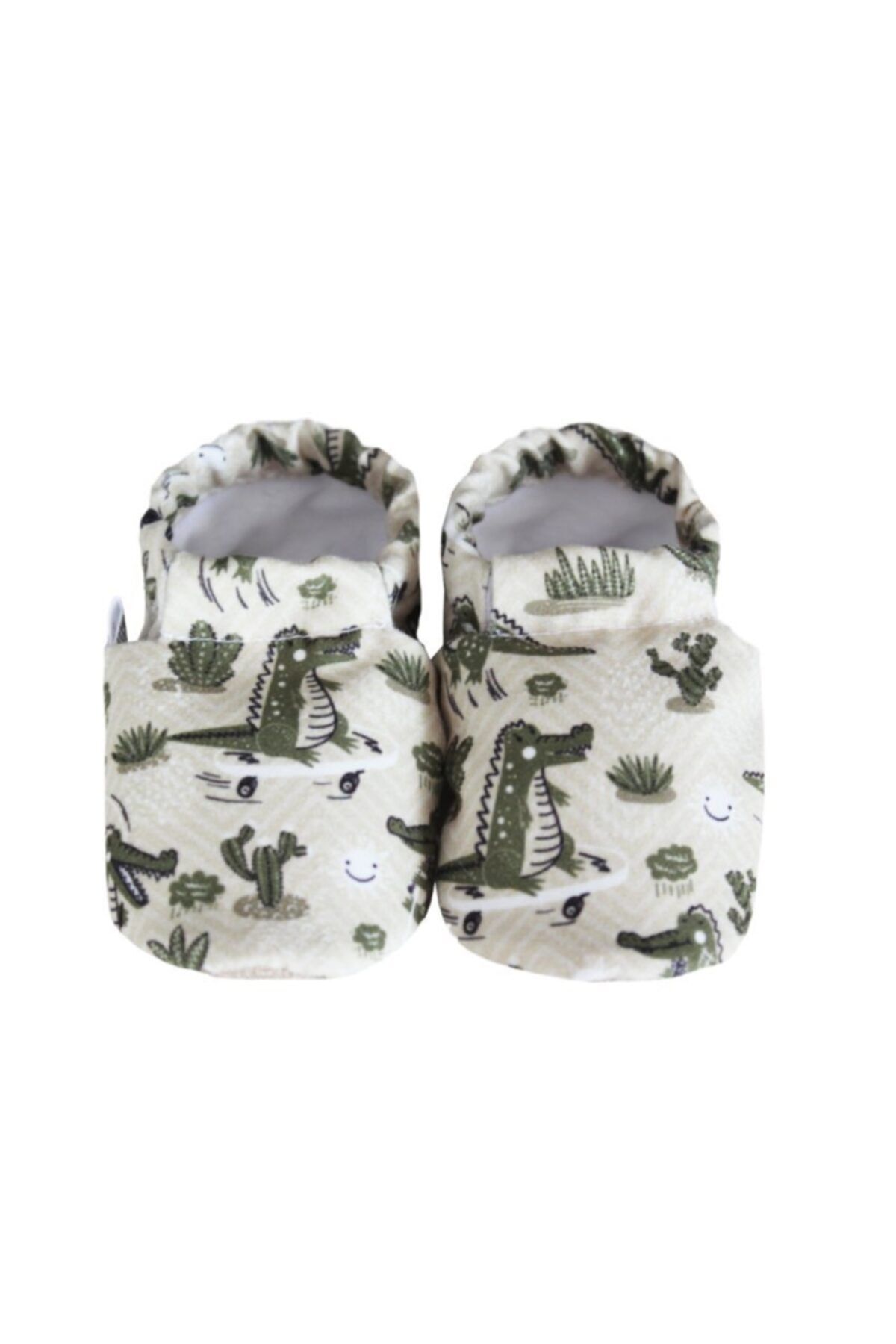 Kokopatik Unisex Bebek Beyaz Desenli Kaydırmaz Patik