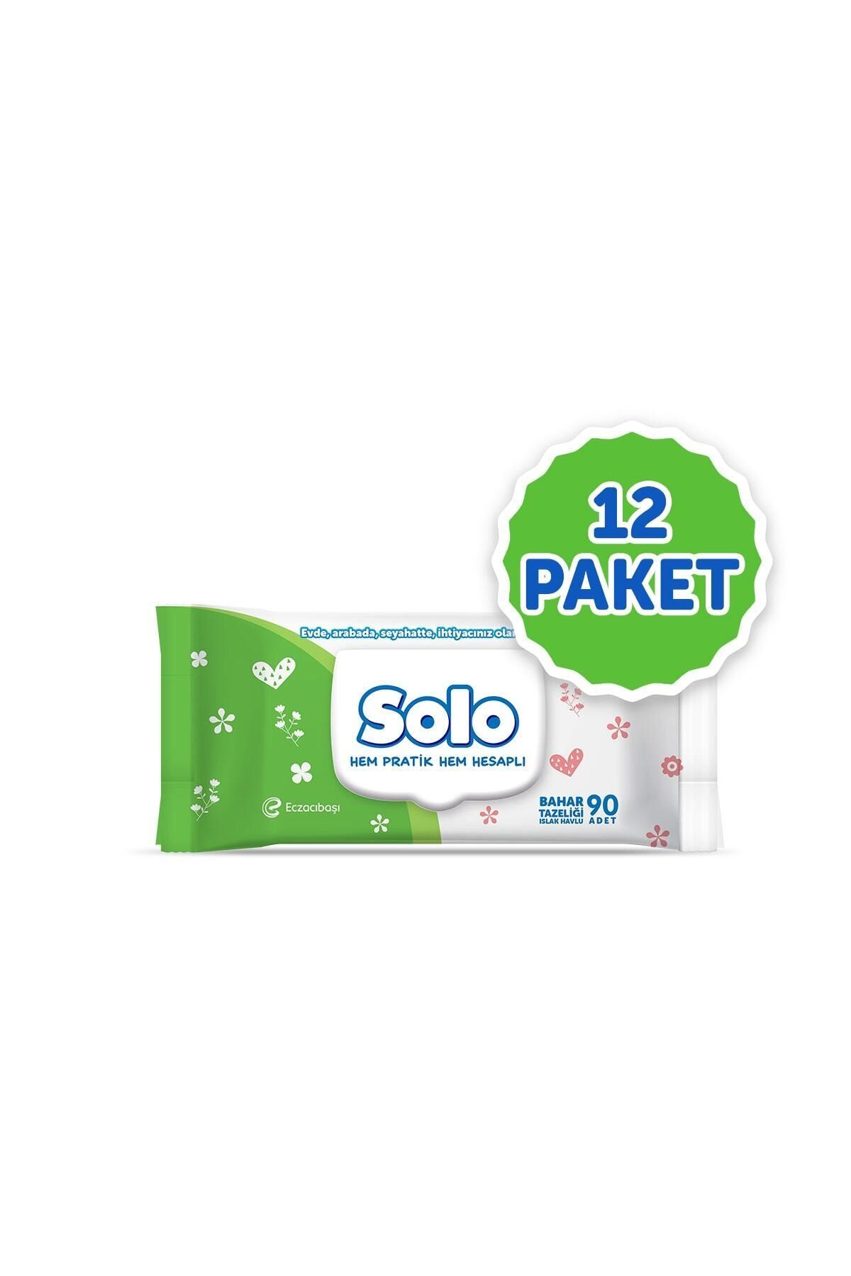 Solo Islak Havlu Kapaklı 90 Yaprak X 12'li Set