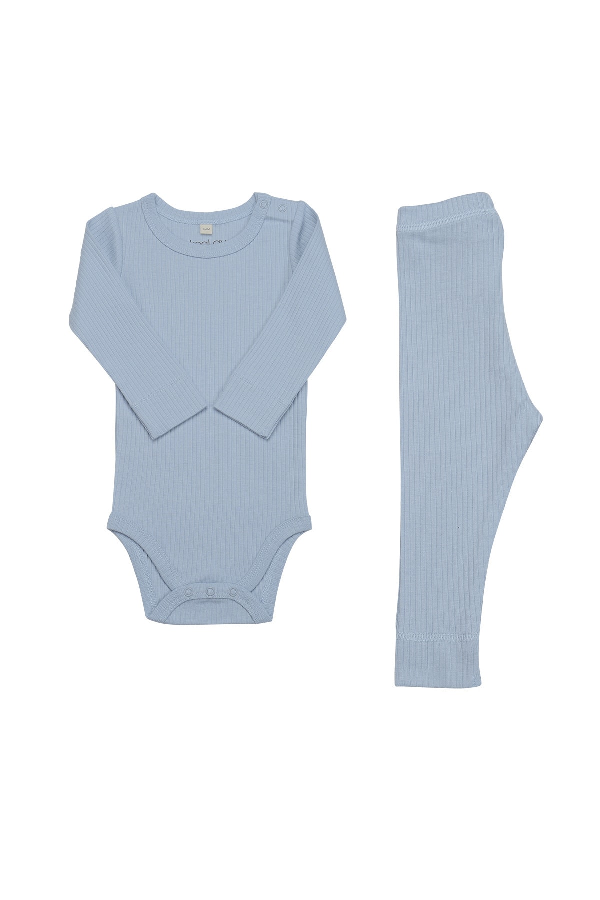 Koalav Unisex Bebek Mavi Kendinden Fitilli Body Pantolon Set